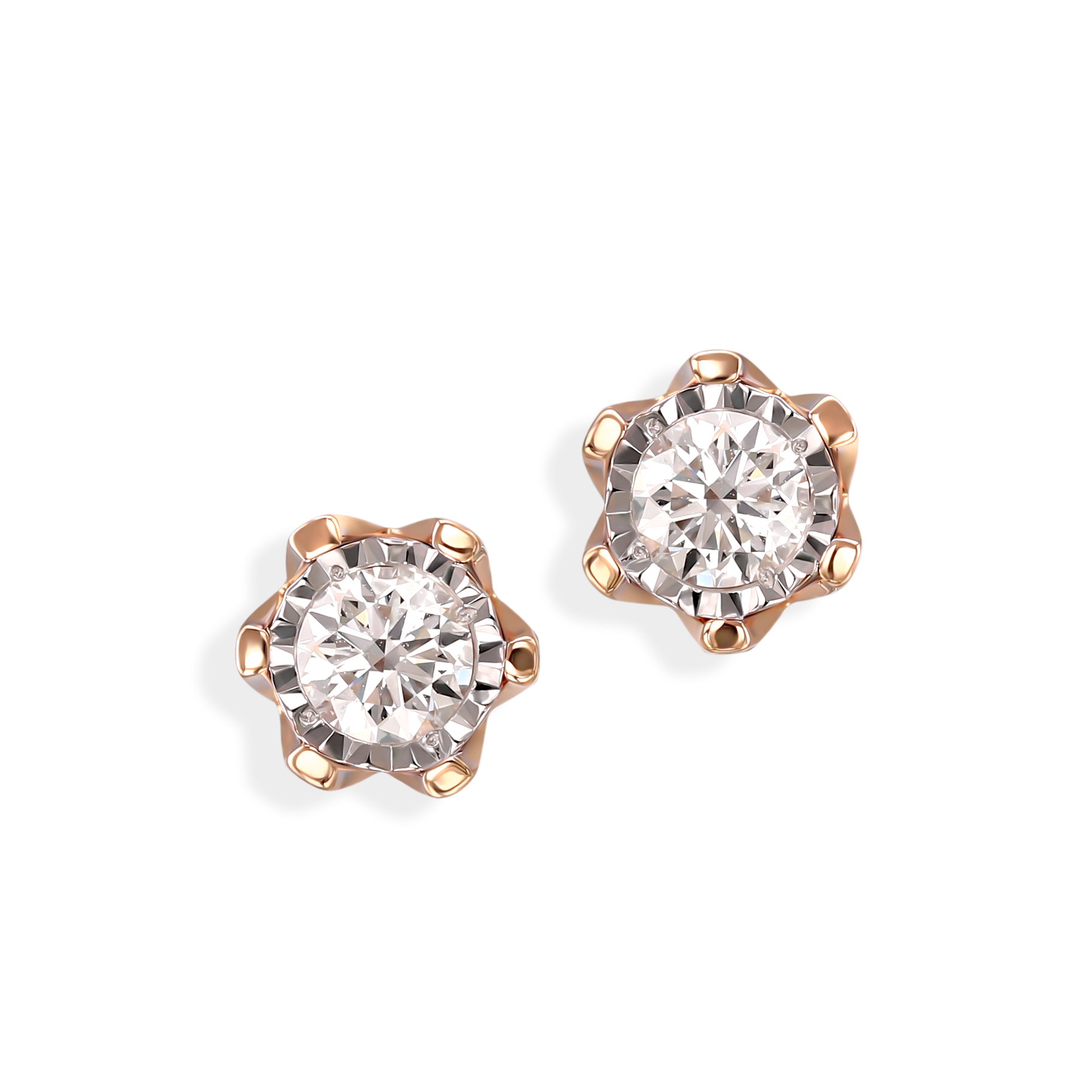 Kolczyki z rózowego słota sztyfty z diamentami naturalnymi 0.29 ct, próba 585