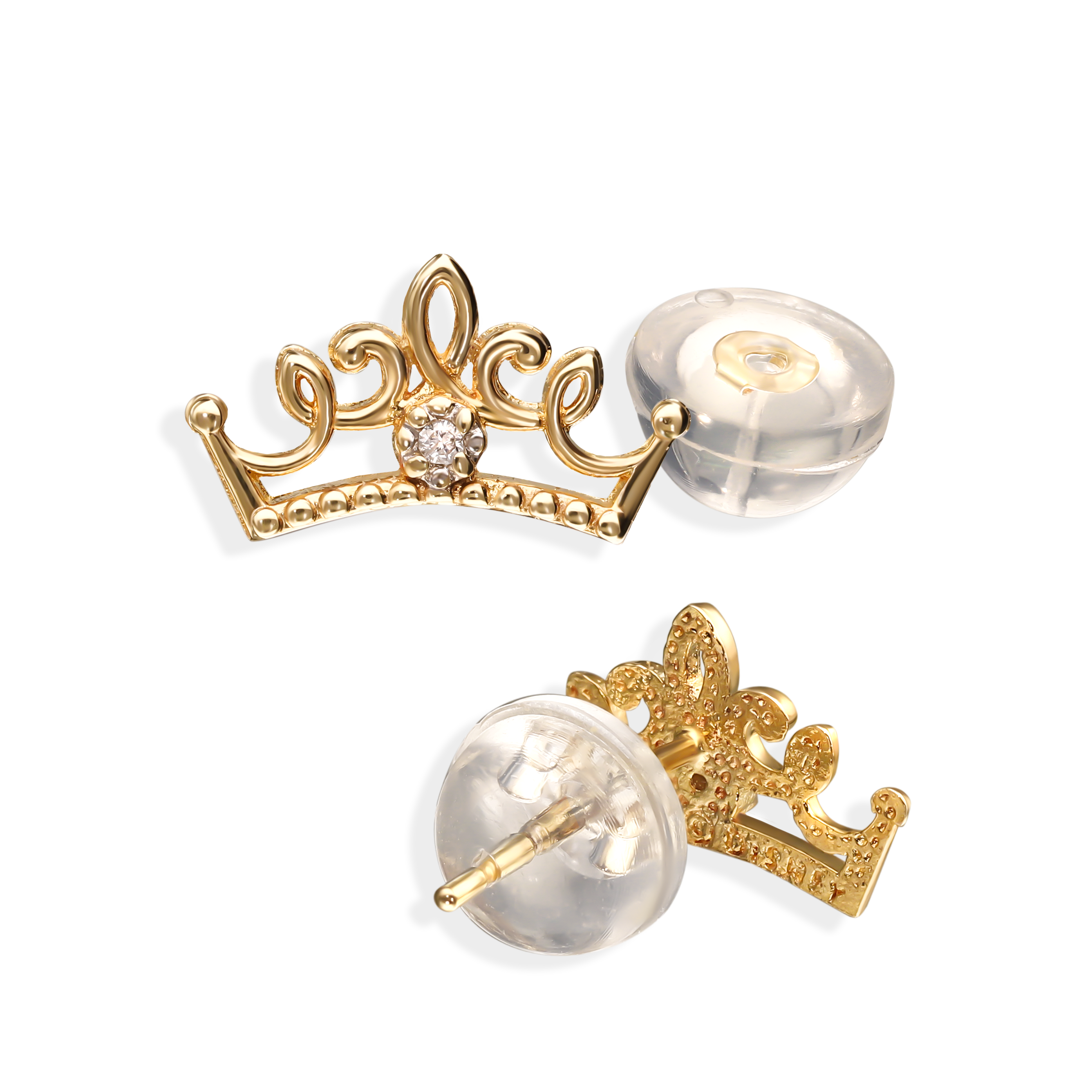 Złote kolczyki Disney korony z diamentami naturalnymi Princess, próba 585