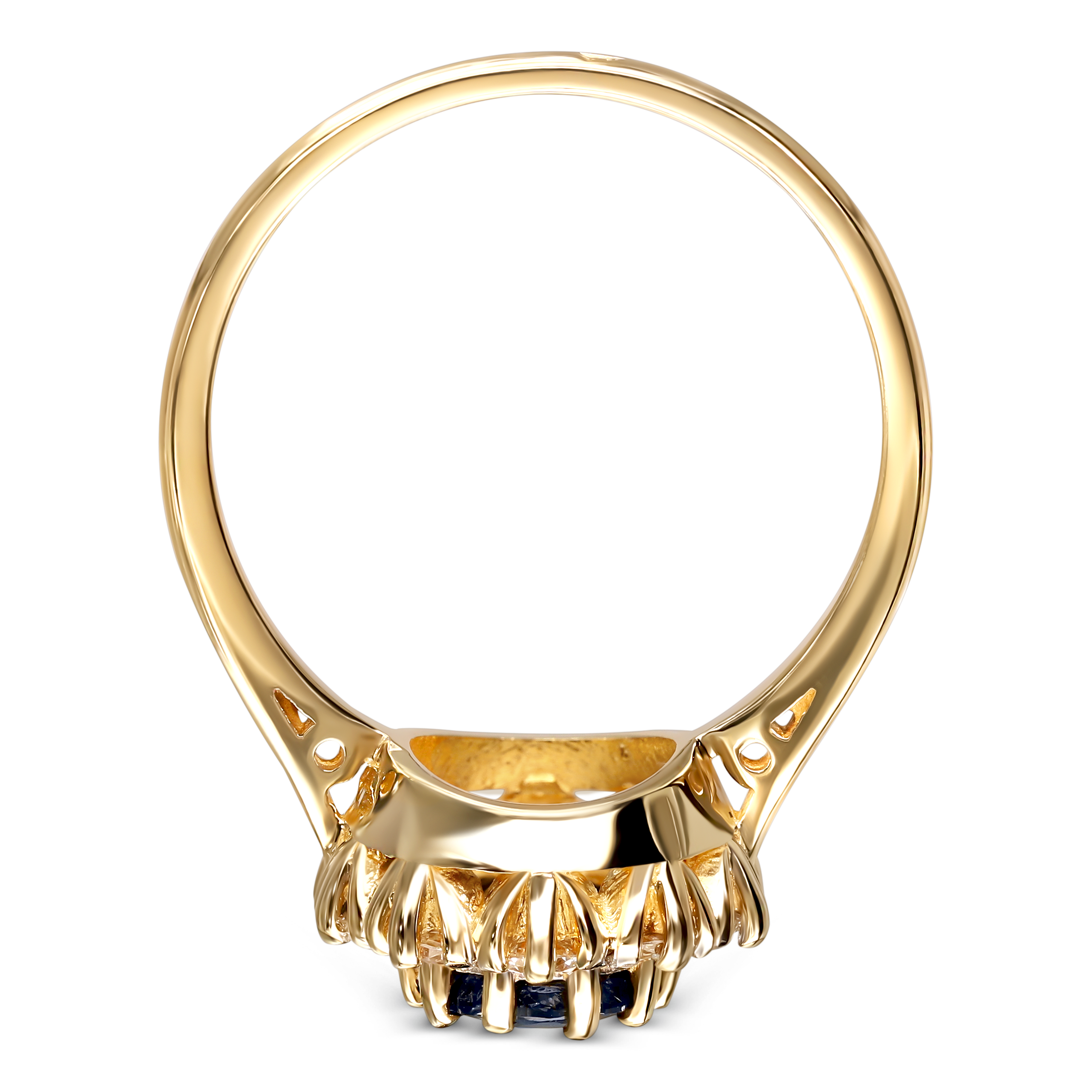 Pierścionek złoty vintage z szafirem 1,72 ct i diamentami naturalnymi, próba 585