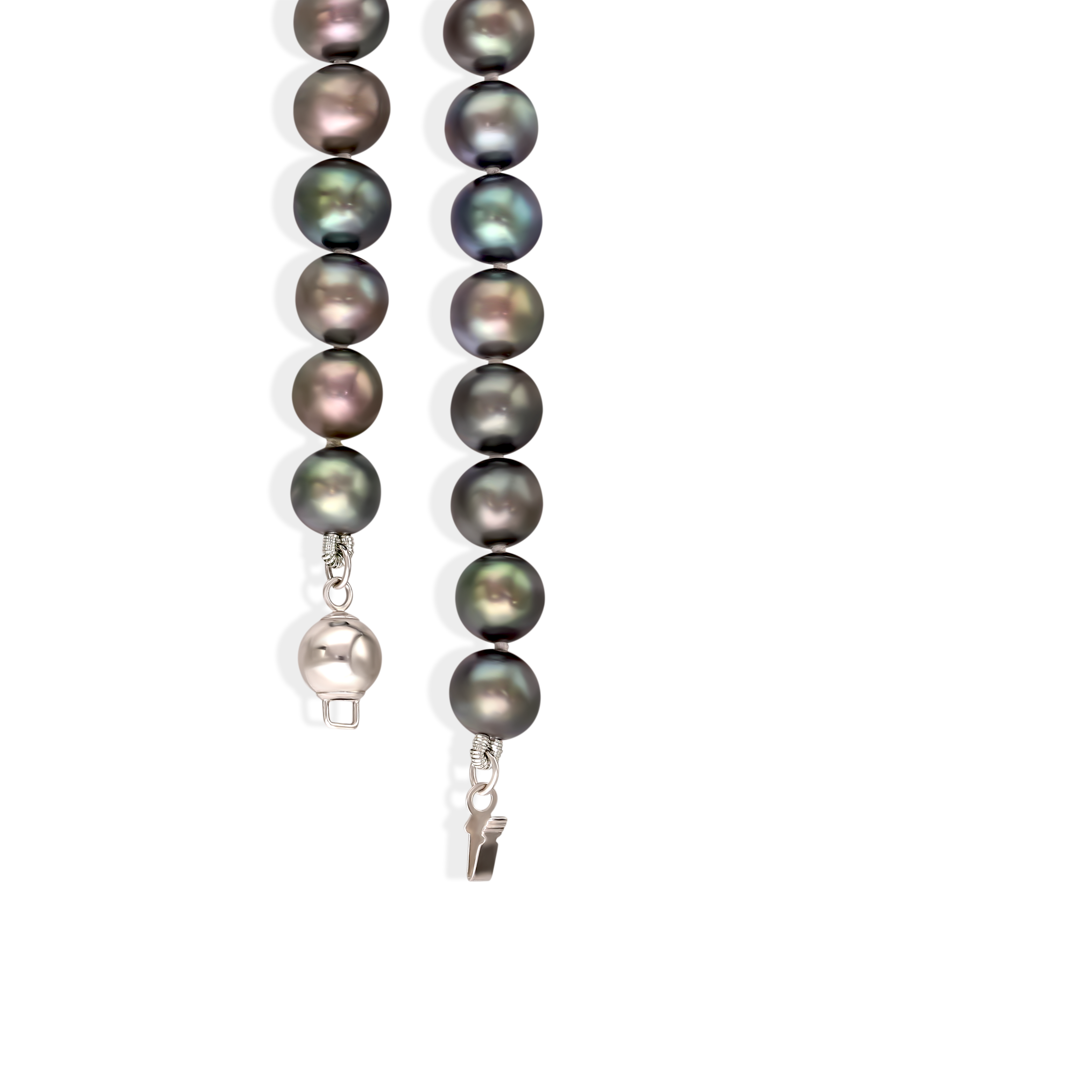 Bransoleta z ciemnych pereł hodowanych słodkowodnych z zapięciem z białego złota, próba 585