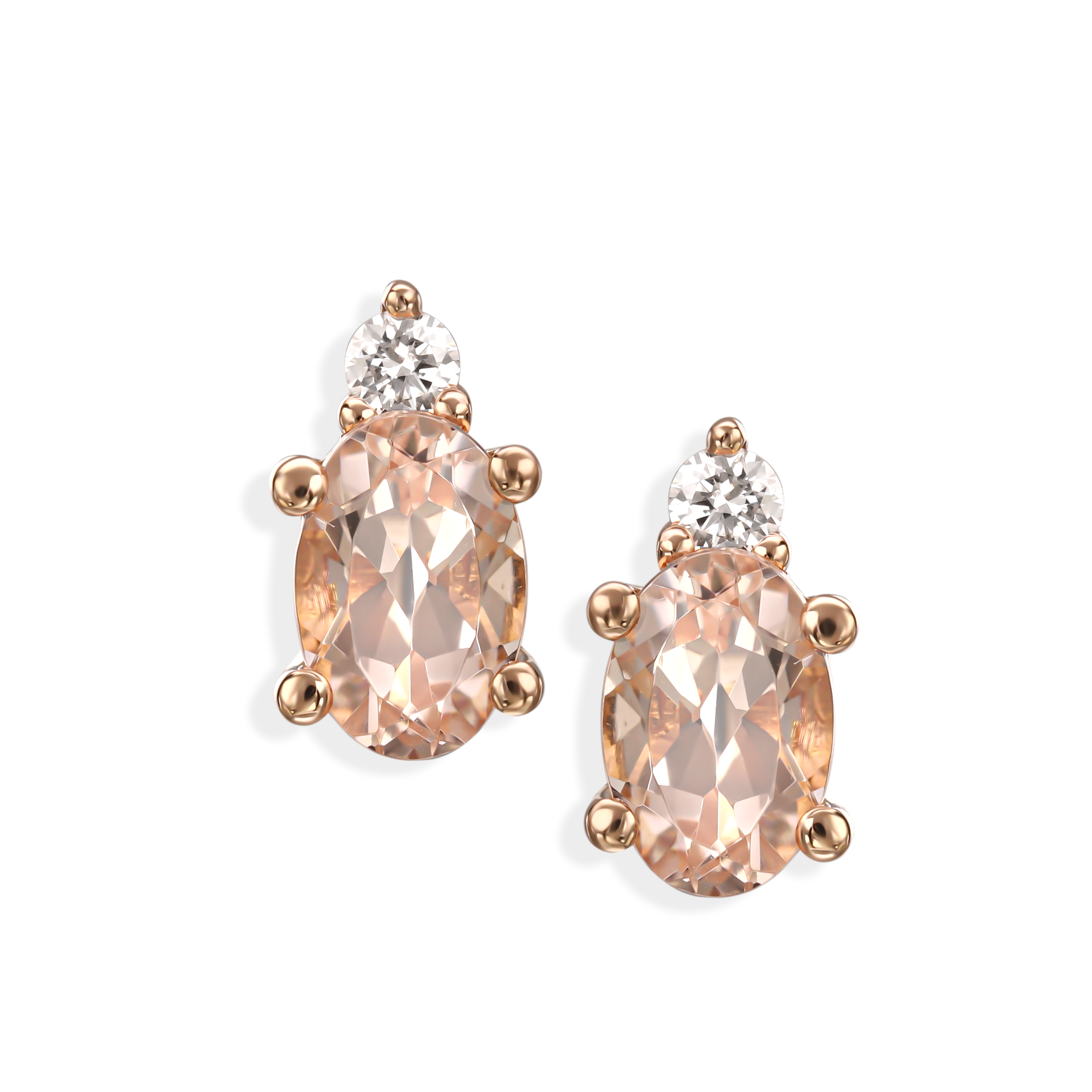 Kolczyki z różowego złota z morganitem i diamentami naturalnymi, pr.585