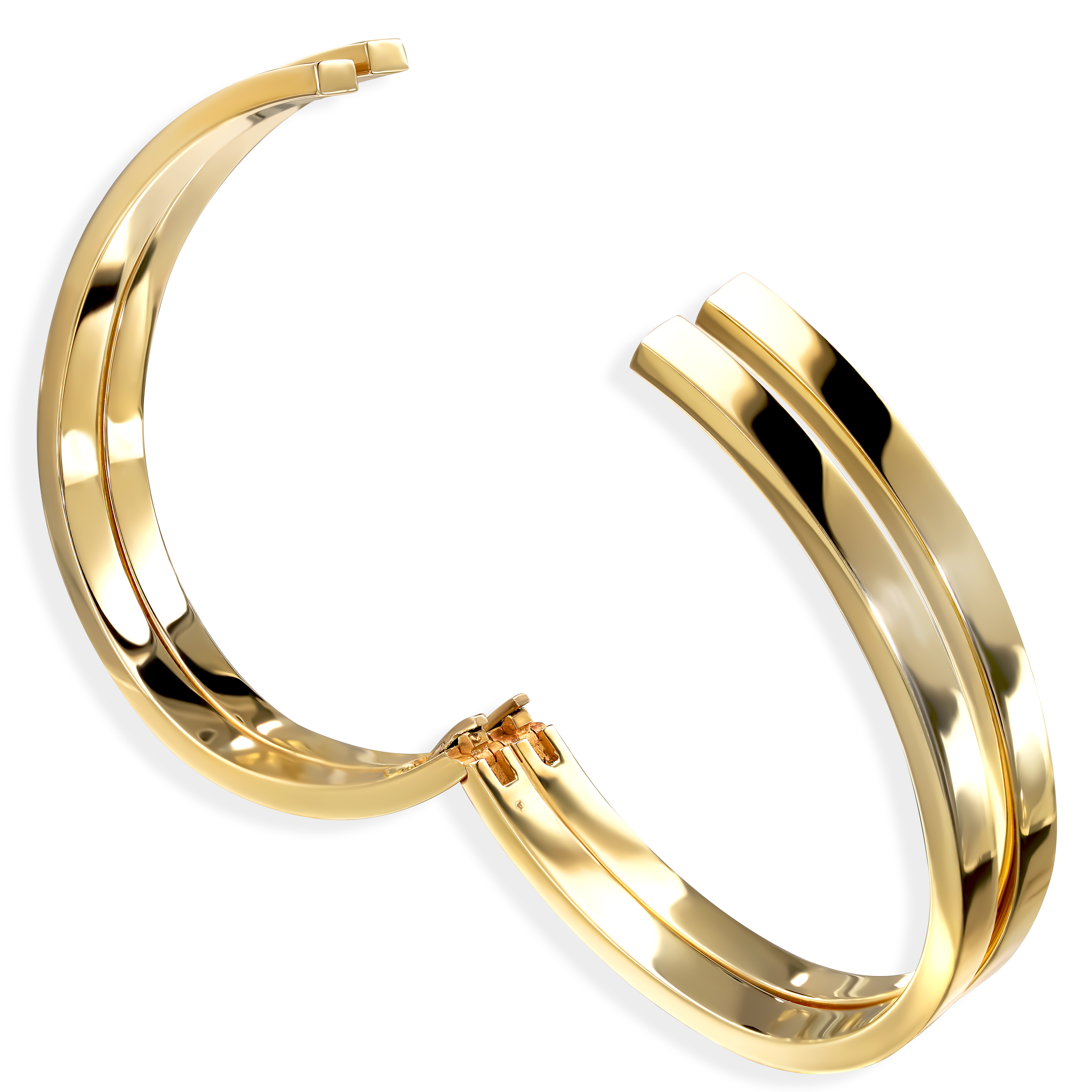 Złota bransoleta sztywna podwójna typu bangle, próba 585