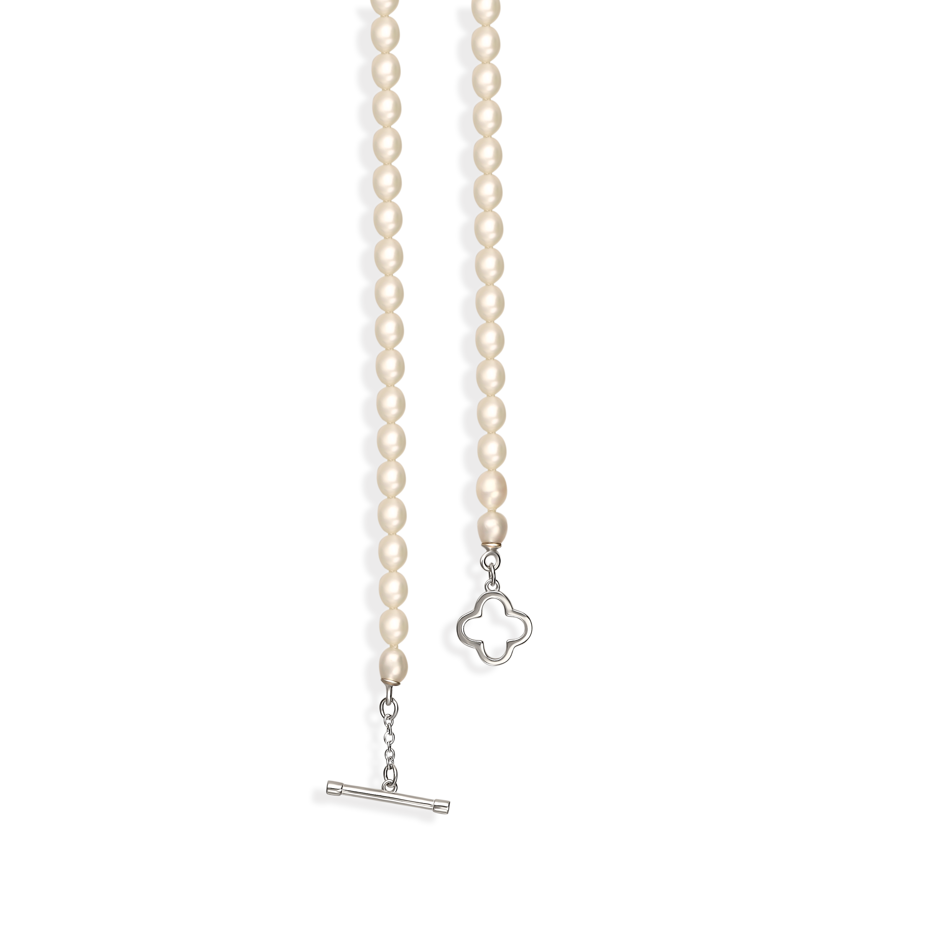 Srebrny naszyjnik z 66 pereł słodkowodnych, próba 925