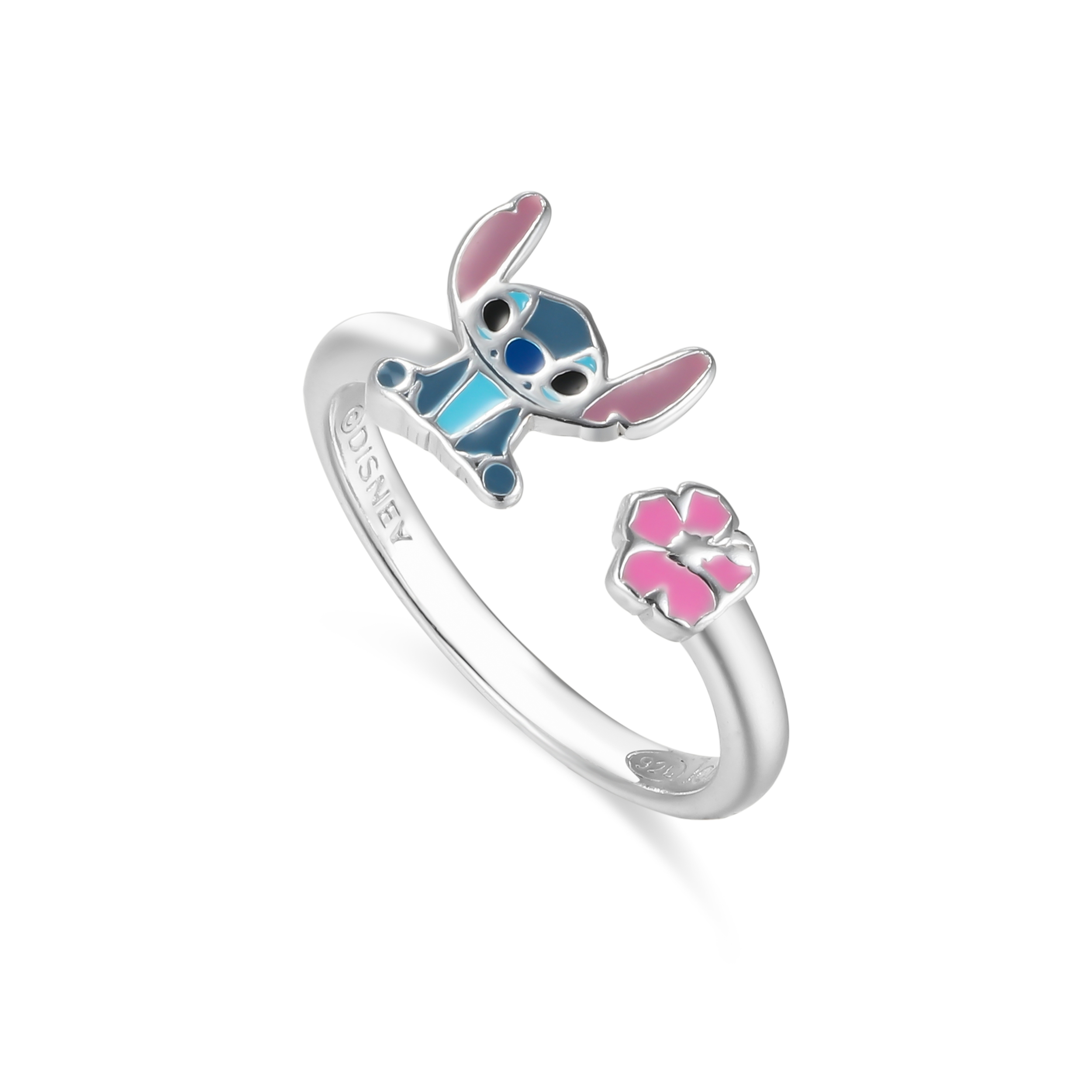 Srebrny pierścionek z emalią Stitch, próba 925