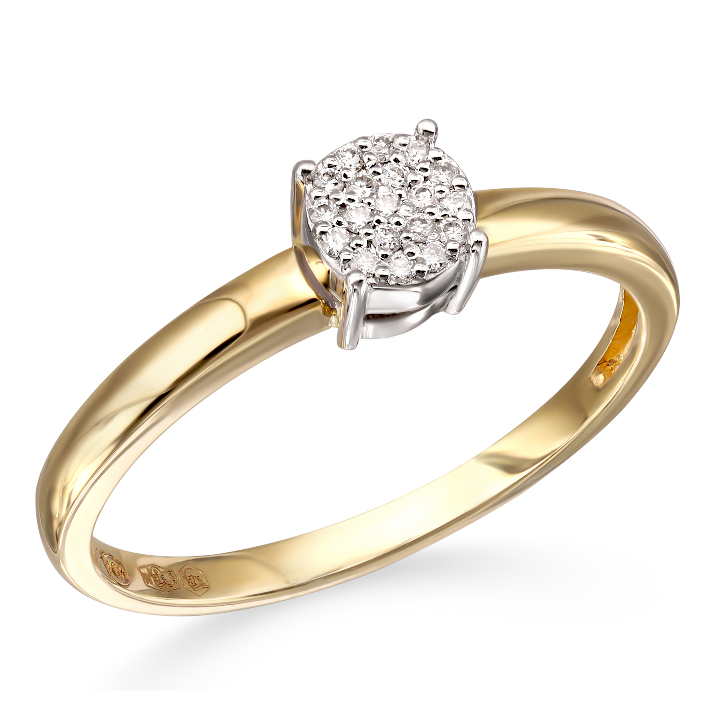 Pierścionek złoty z diamentami naturalnymi 0,05 ct, rozmiar 12, próba 585