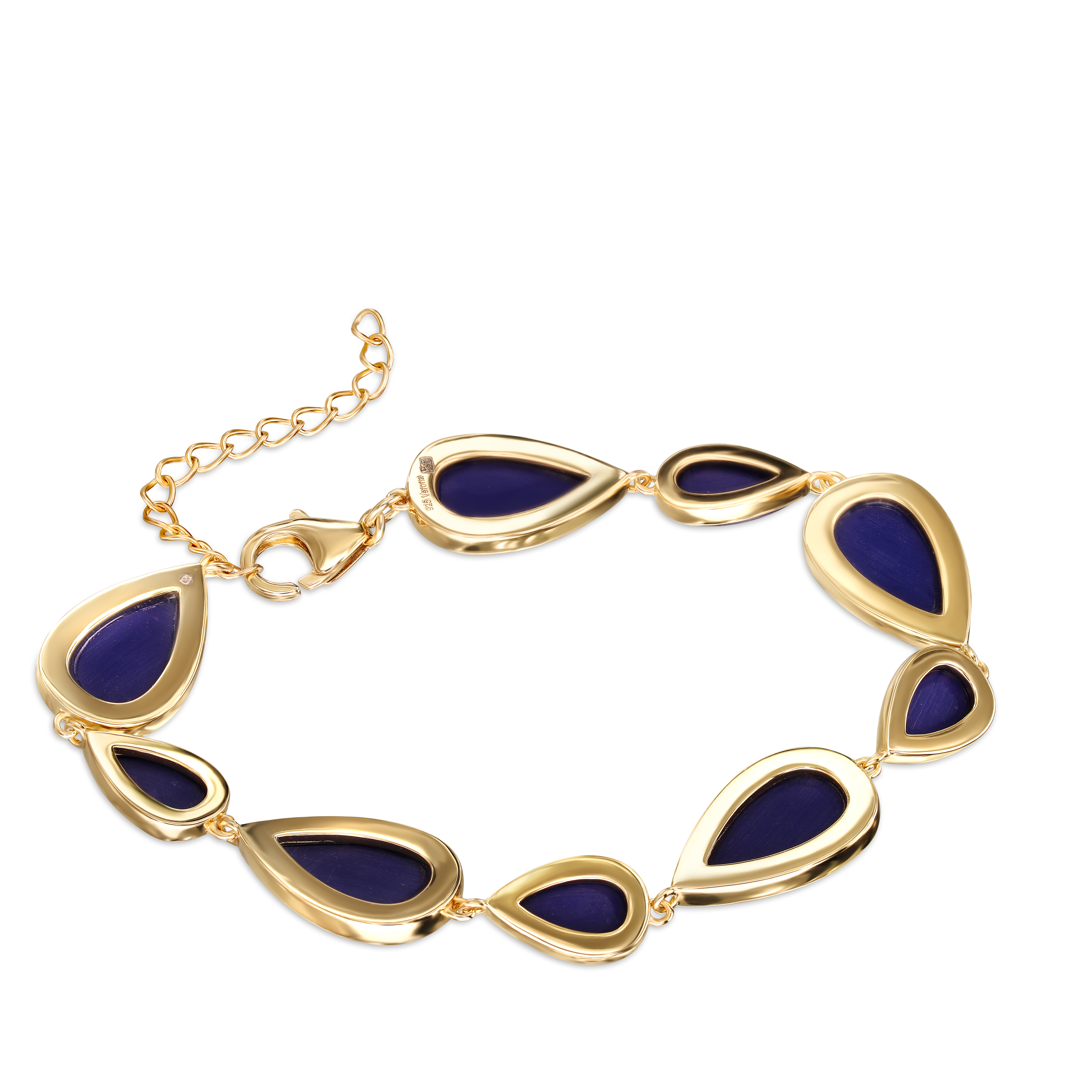 Bransoleta srebrna pozłacana z lapis lazuli, próba 925