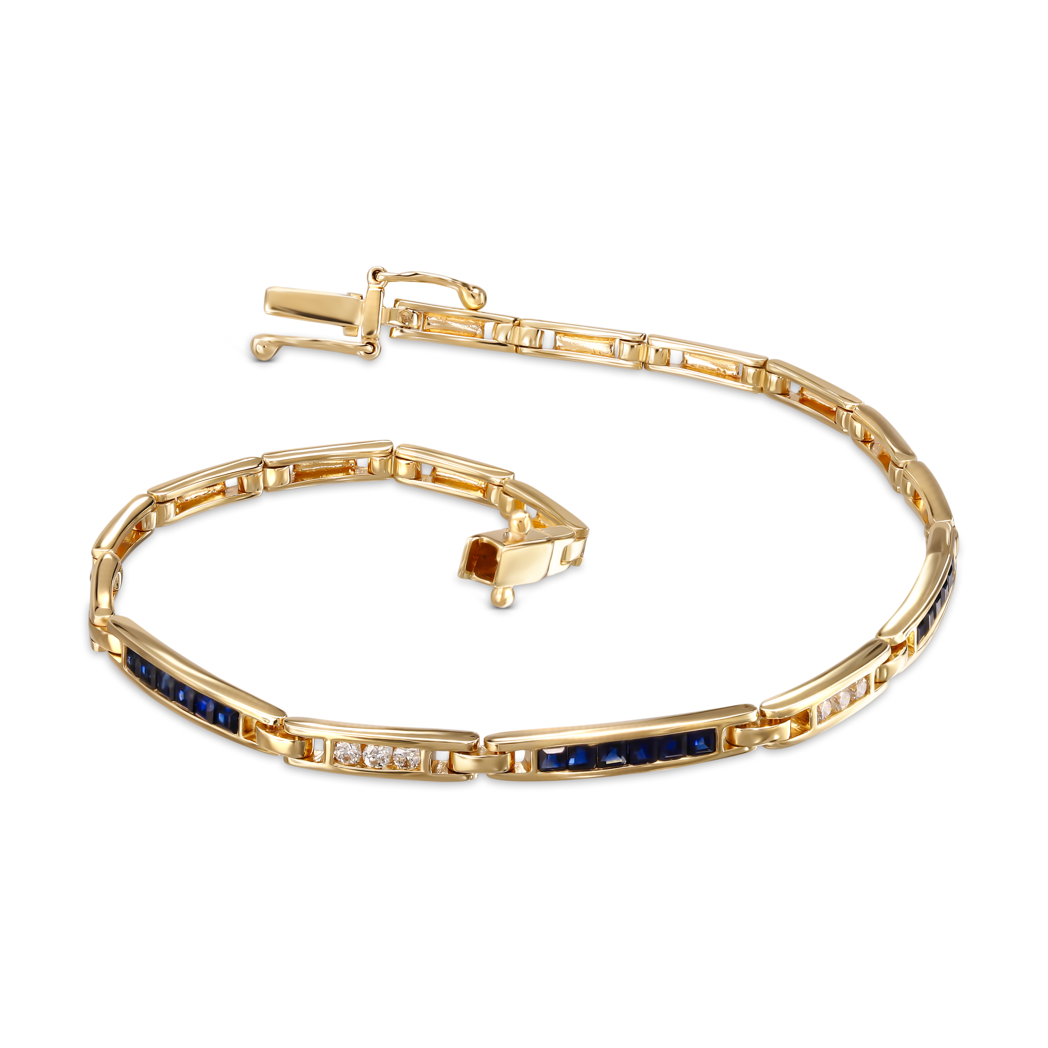 Luksusowa złota bransoleta z diamentami i szafirami, próba 585