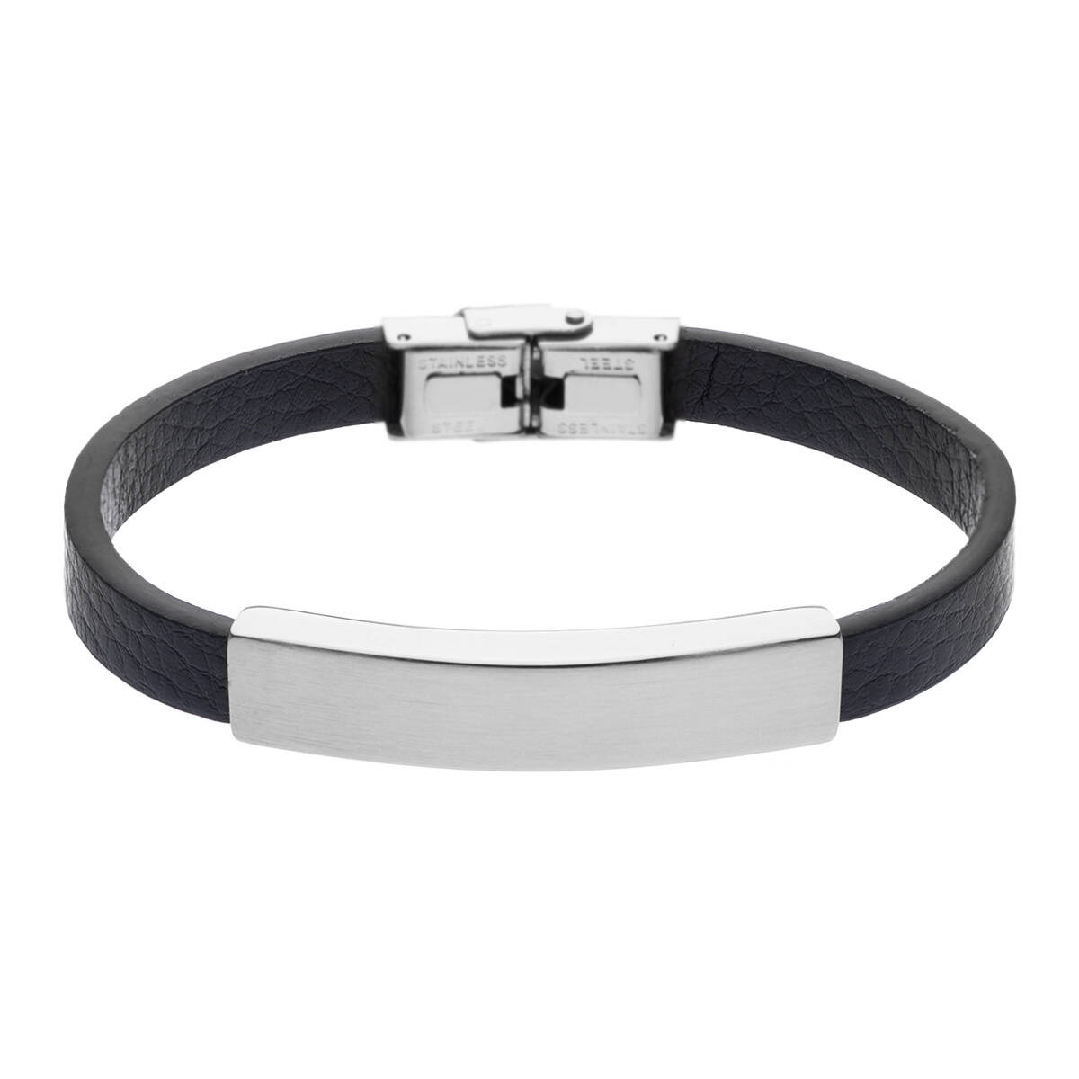 Skórzana męska bransoleta ze stalową blaszką