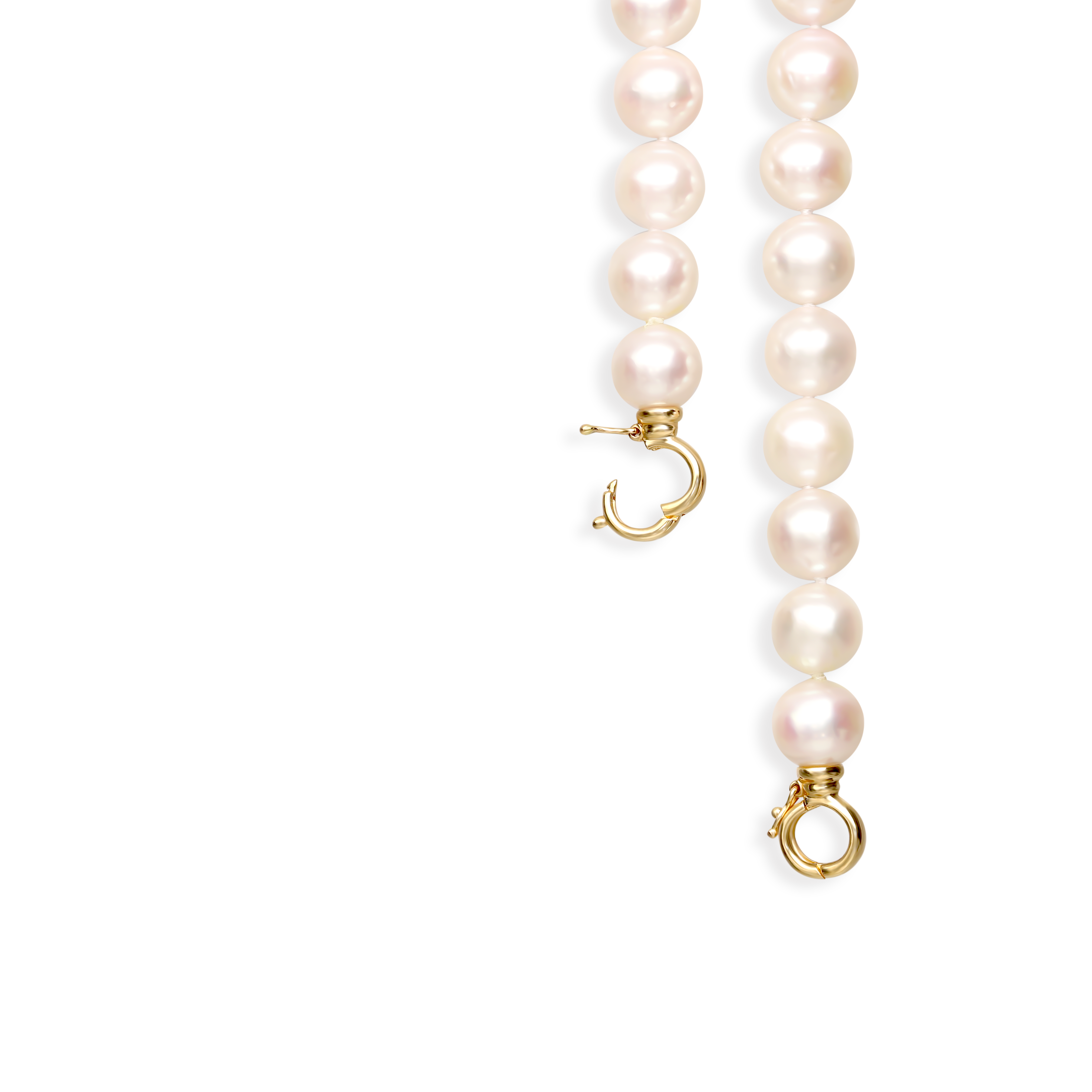 Naszyjnik z pereł Akoya słonowodnych hodowanych ze złotym podwójnym zapięciem, próba 585