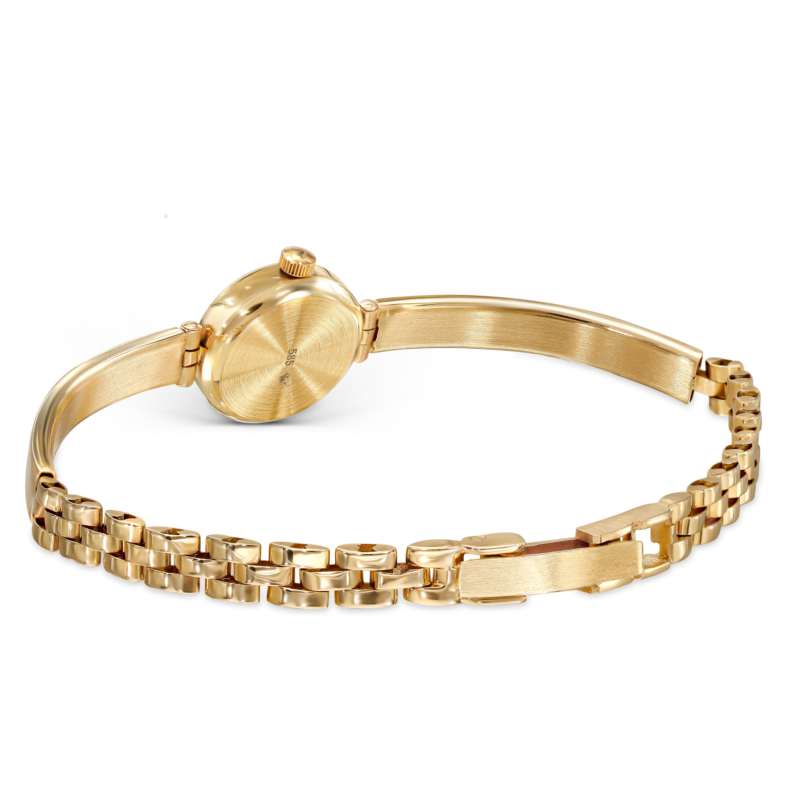 Zegarek złoty damski z półsztywną bransoletą, próba 585