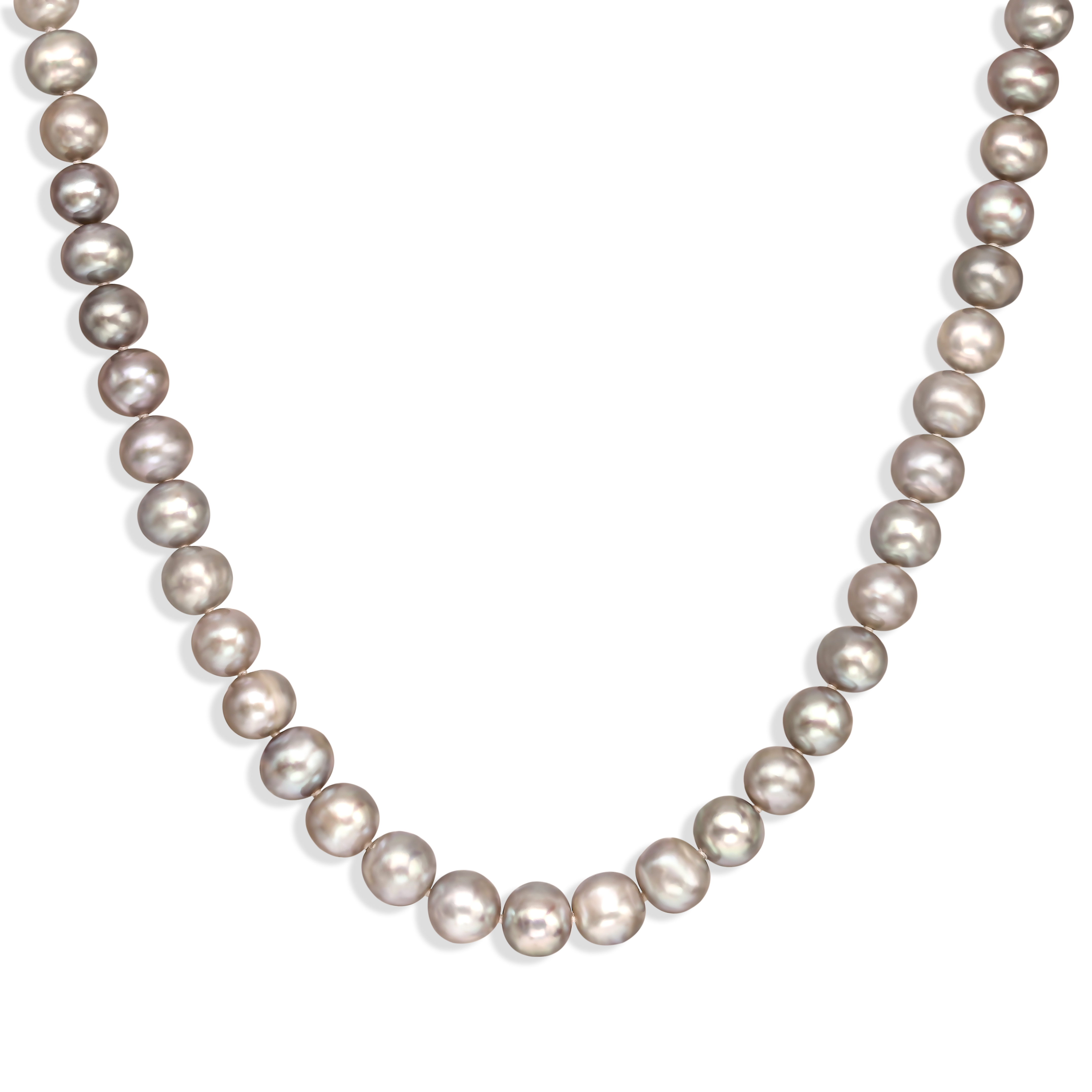 Naszyjnik z szarych pereł hodowanych ze srebrnym zapięciem, próba 925