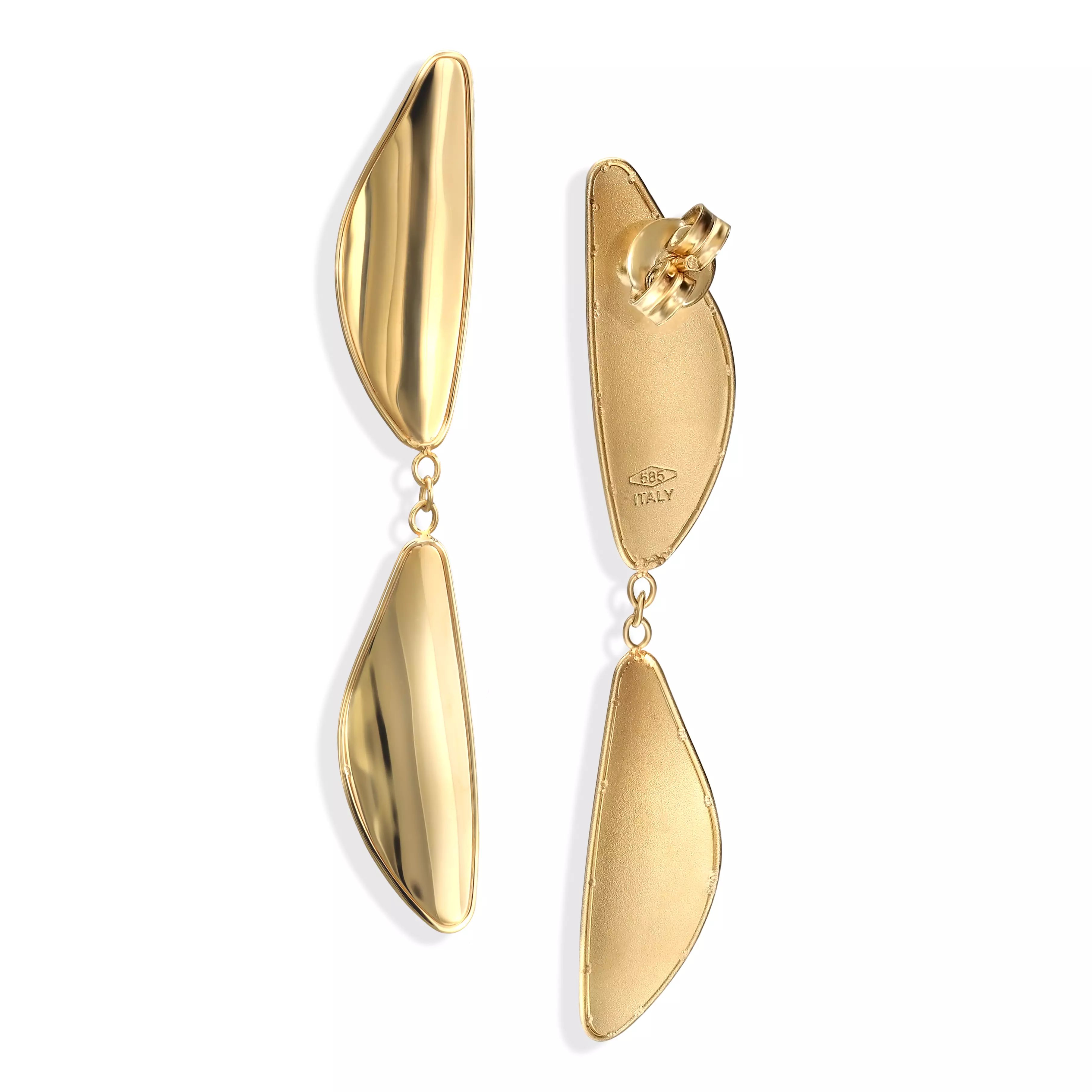 Minimalistyczne długie kolczyki złote wiszące, próba 585