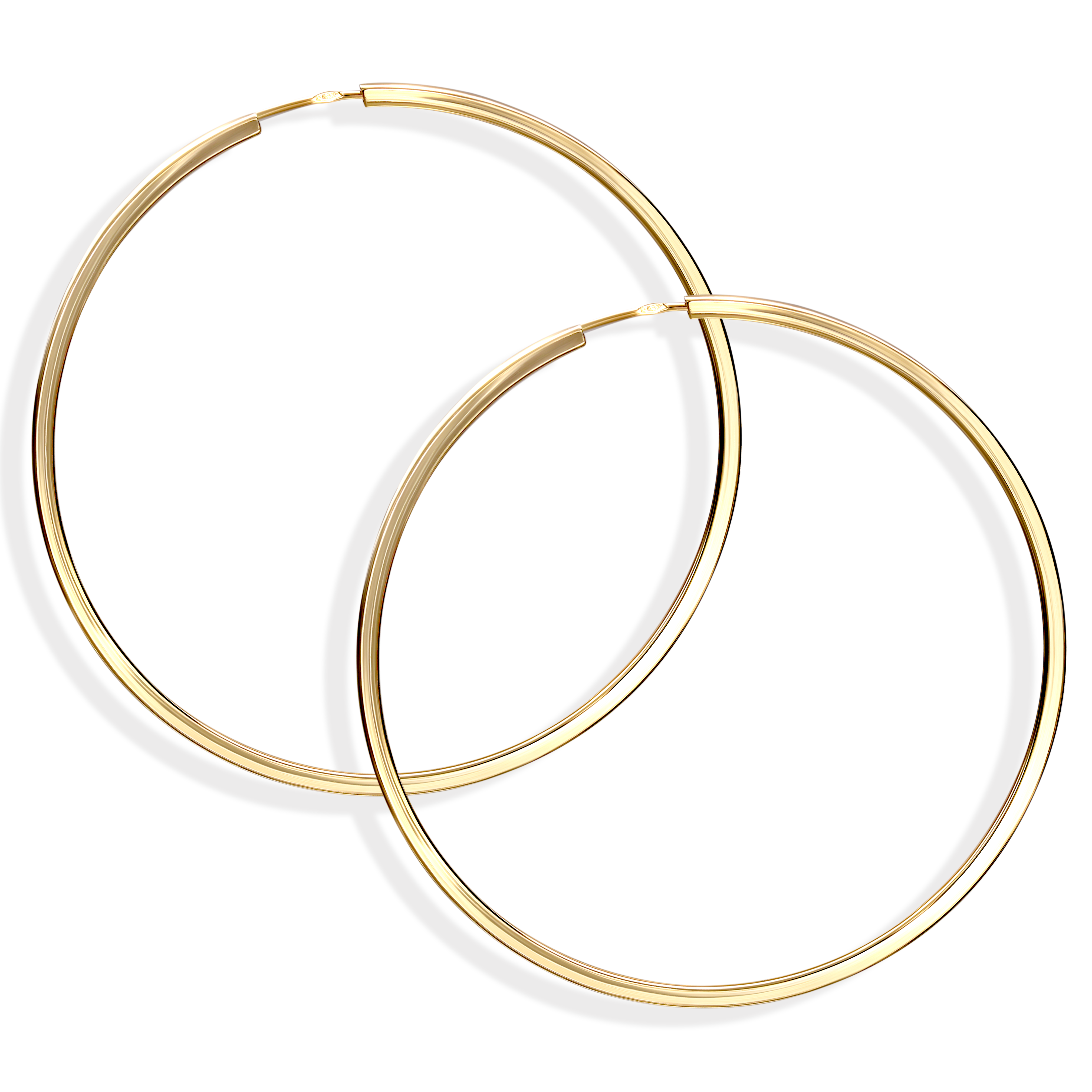 Klasyczne złote kolczyki koła, średnica 5 cm, próba 585