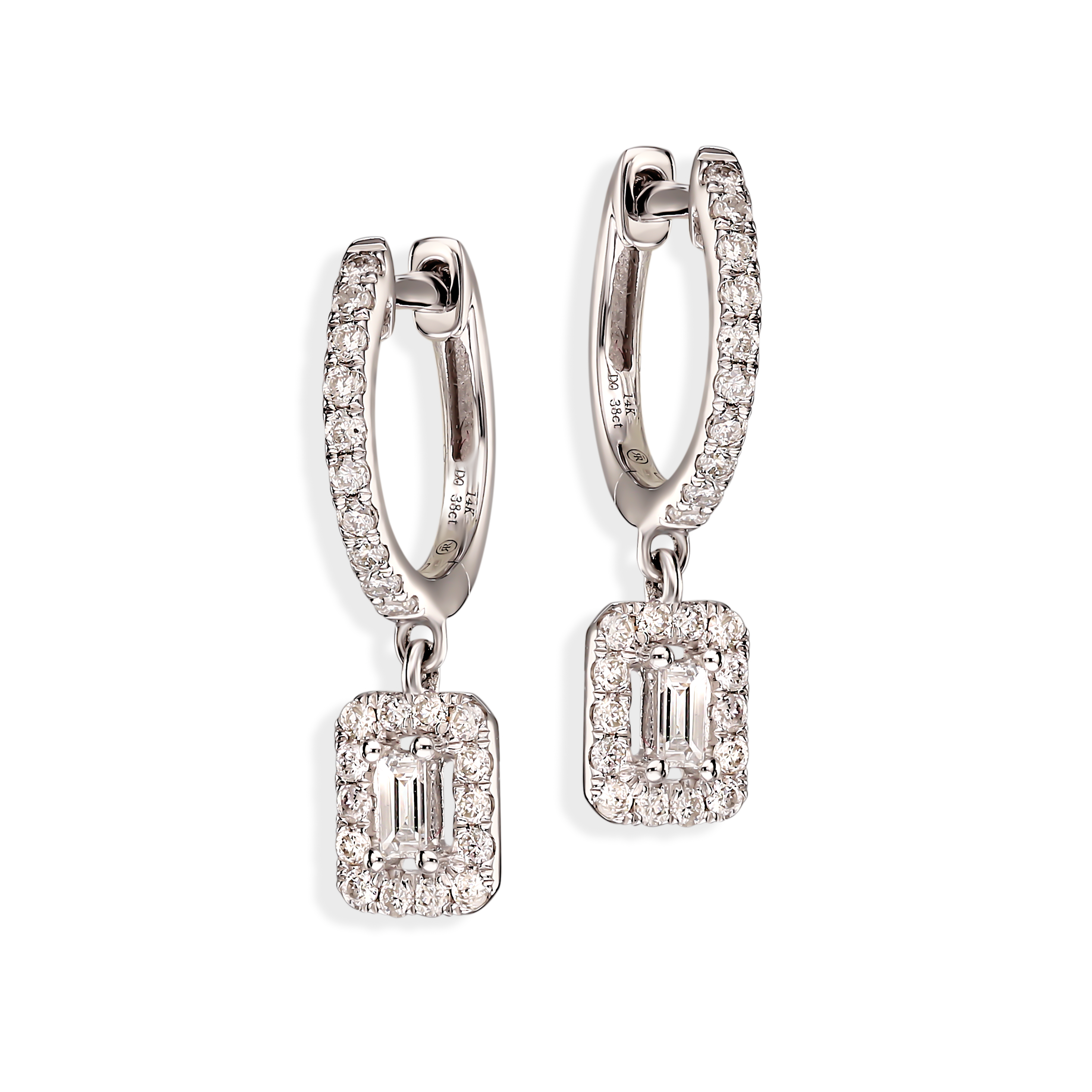 Kolczyki wiszące z białego złota z diamentami naturalnymi 0.38 ct, próba 585