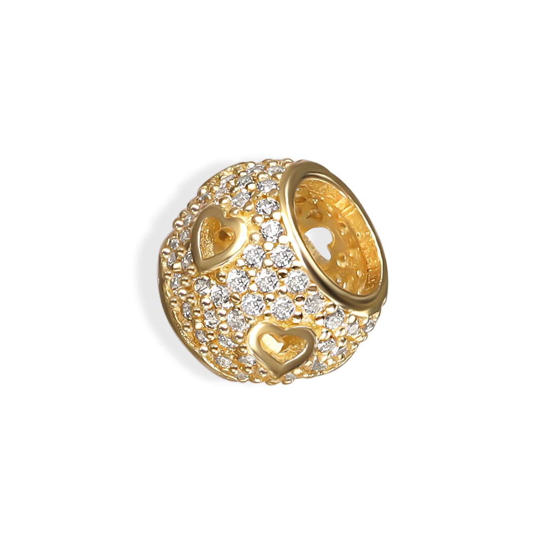 Zawieszka charms złoty do bransolety modułowej z białymi cyrkoniami, próba 585