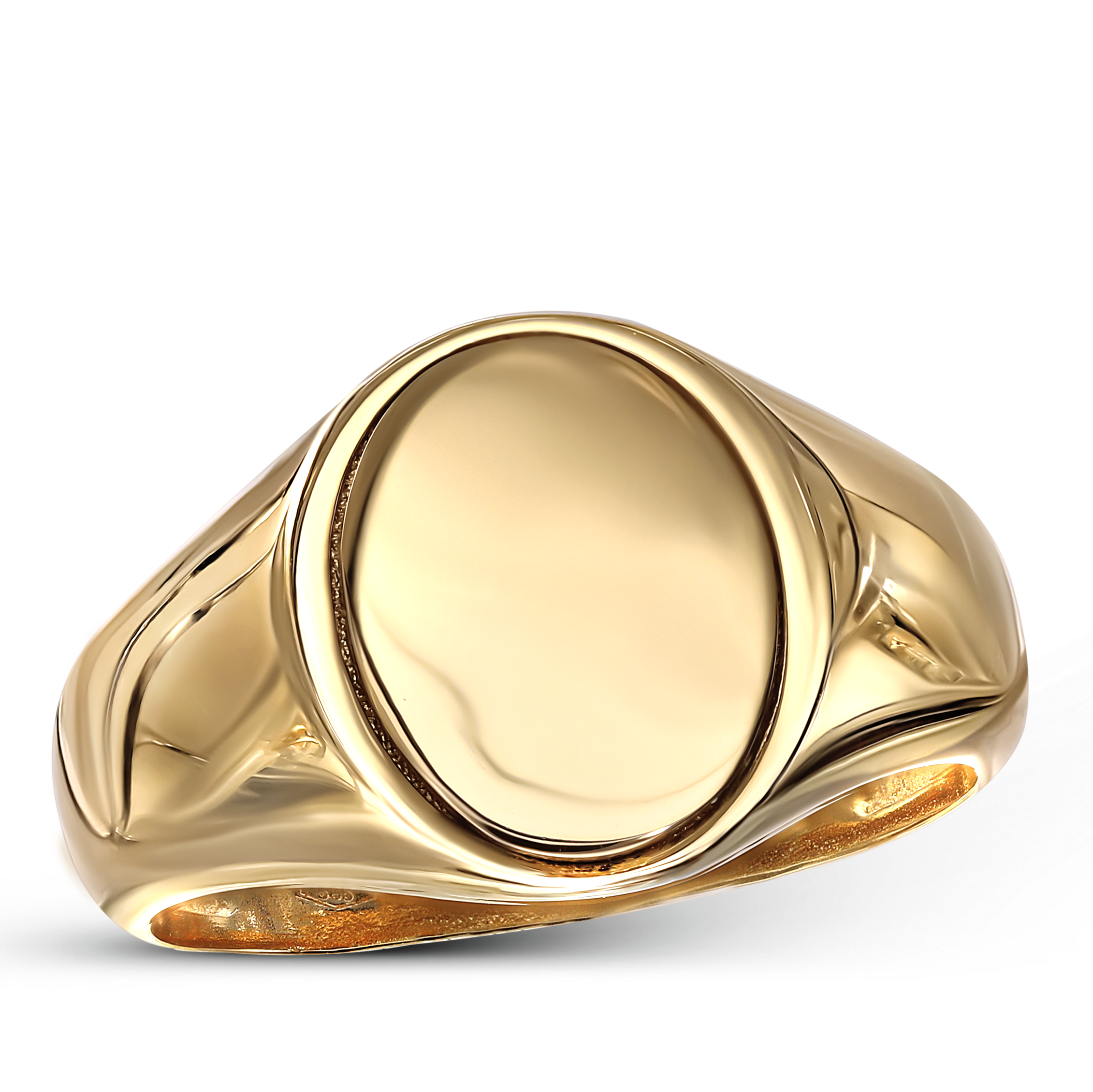Elegancki złoty sygnet z eliptyczną koroną, próba 585
