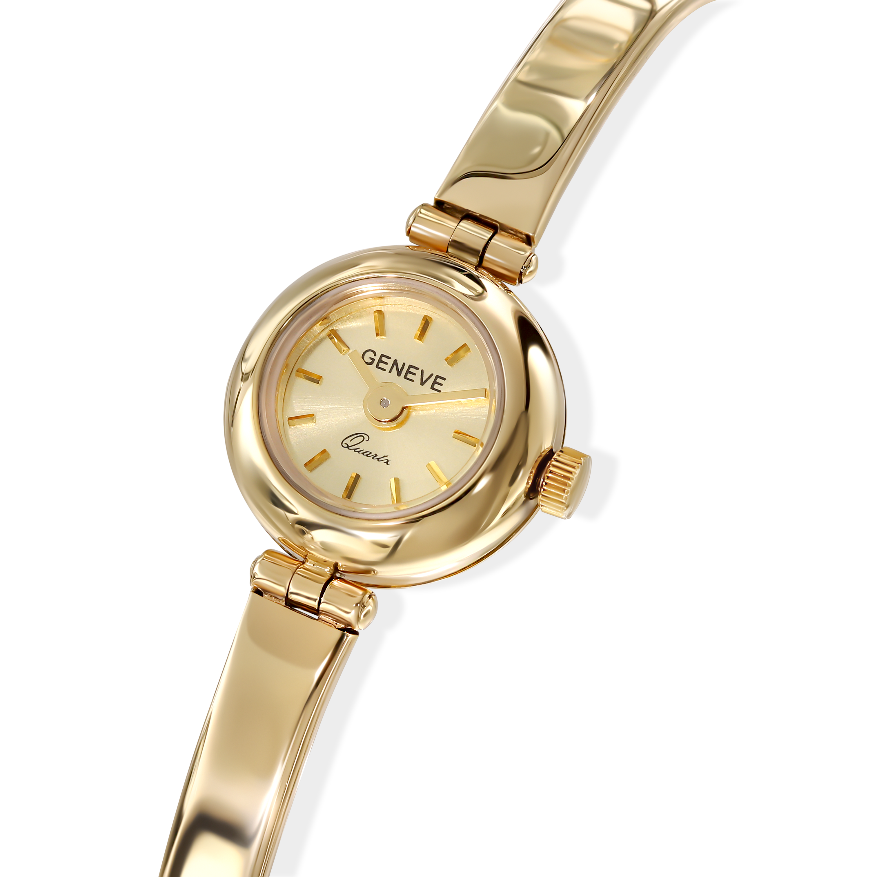 Zegarek złoty damski z półsztywną bransoletą, próba 585