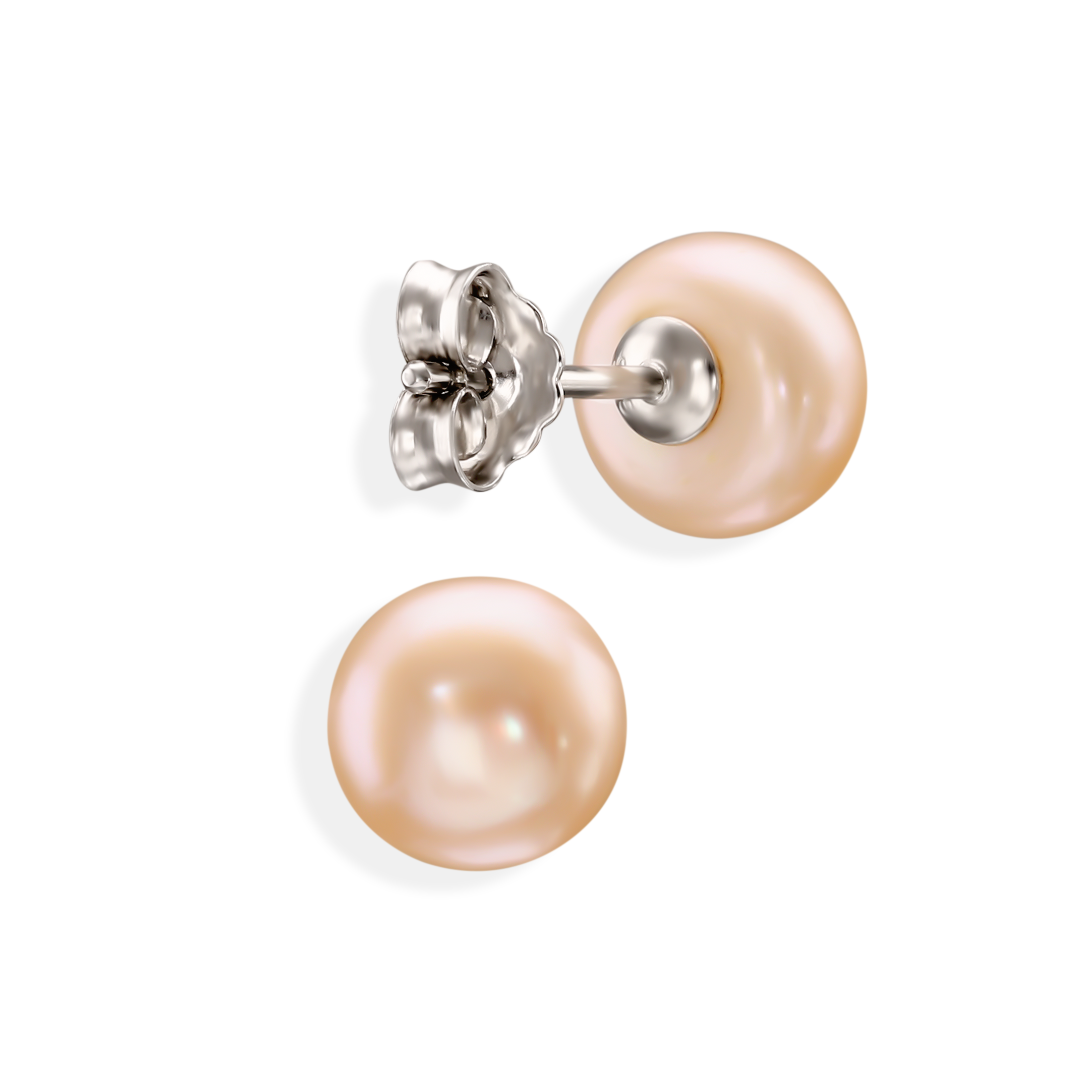 Kolczyki srebrne sztyfty z beżowymi perłami słodkowodnymi, próba 925