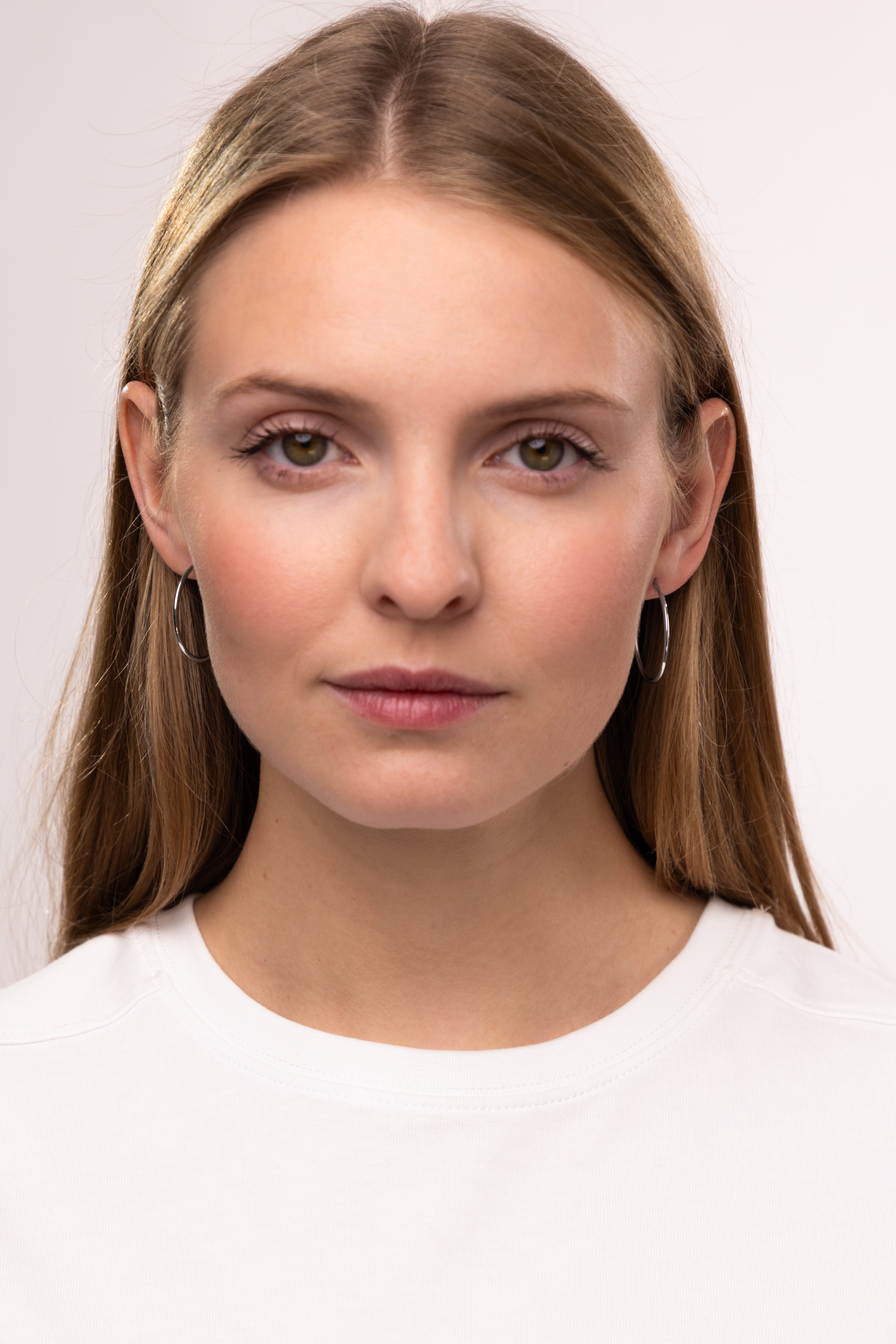 Kolczyki koła z białego złota, średnica 3 cm, próba 585