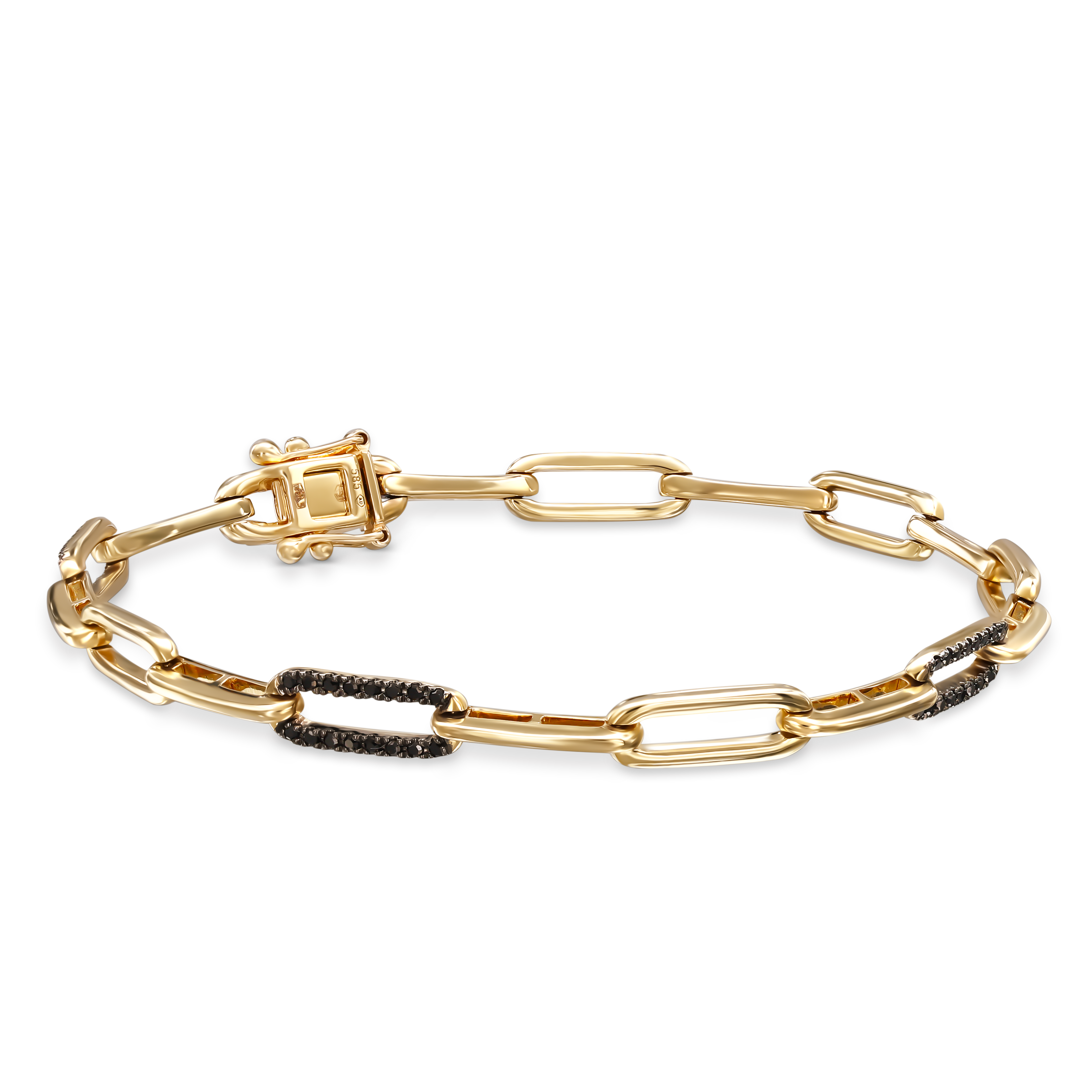 Bransoleta złota ankier z czarnymi diamentami naturalnymi 0,32 ct, próba 585