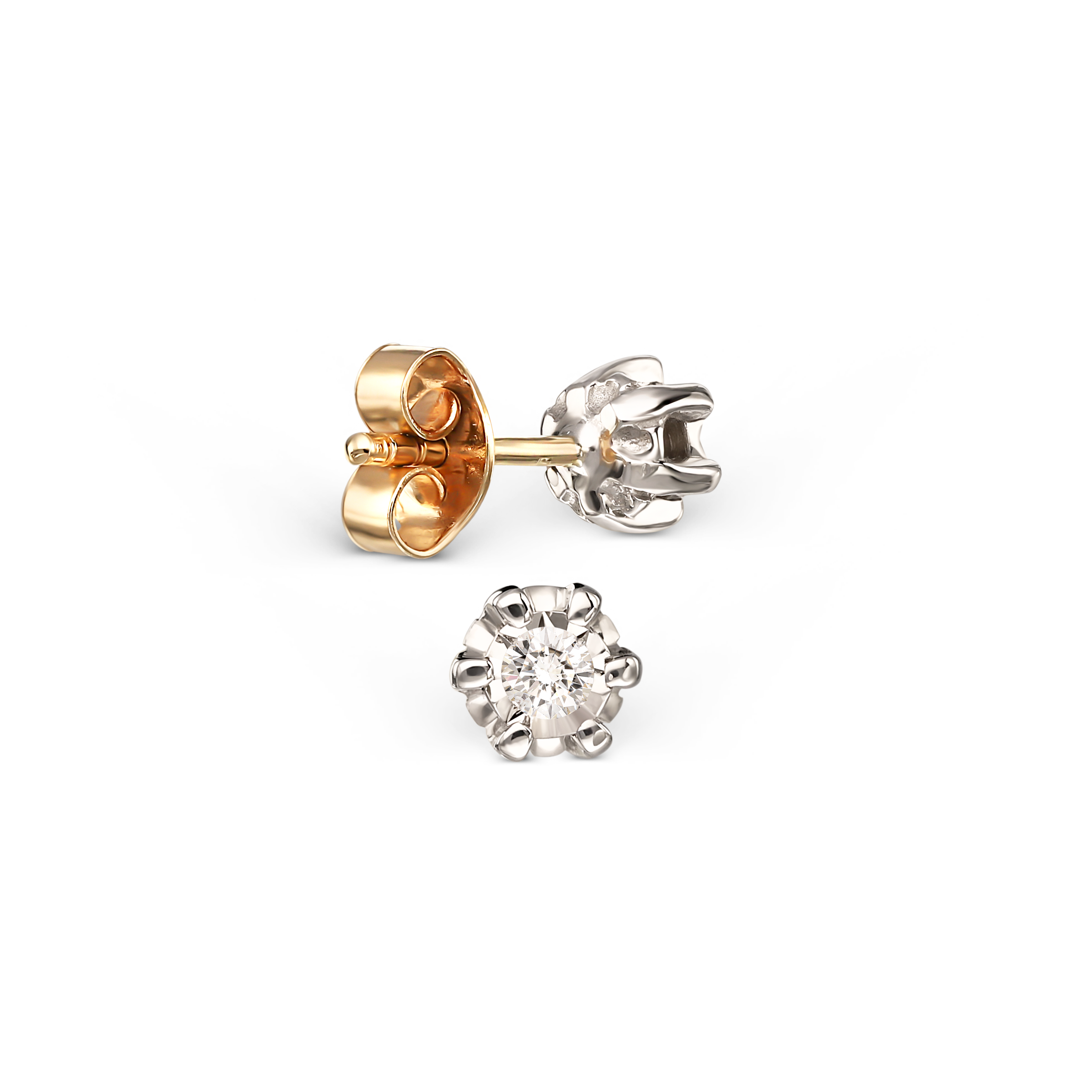 Kolczyki złote sztyfty z diamentami naturalnymi 0.06 ct, próba 585