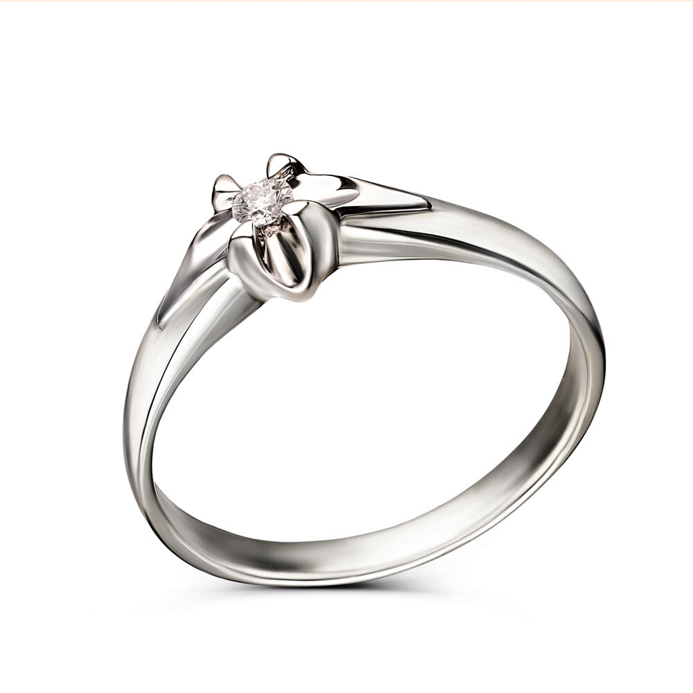 Pierścionek z białego złota z diamentem naturalnym 0.04ct, pr. 585