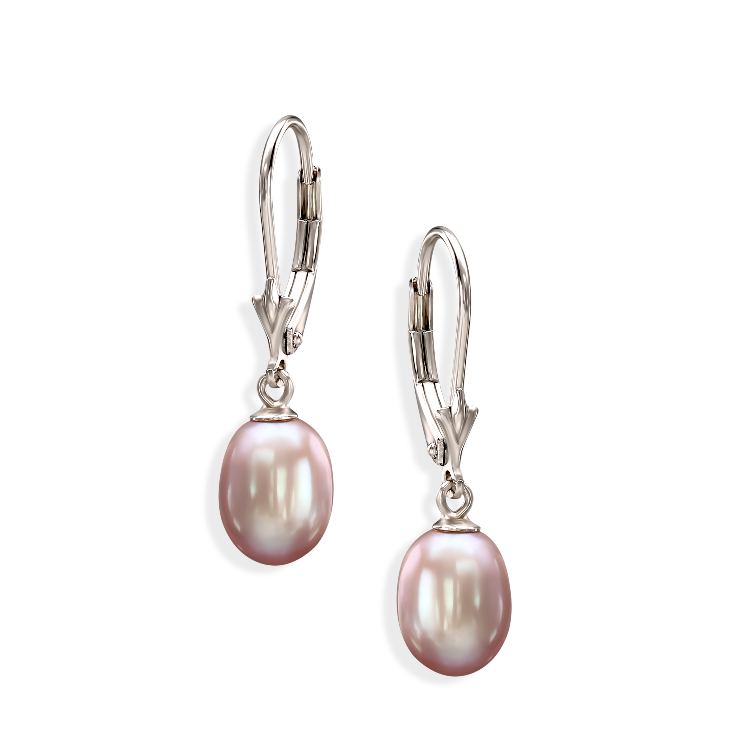 Kolczyki srebrne z fioletowymi perłami słodkowodnymi na francuskim zapięciu, próba 925