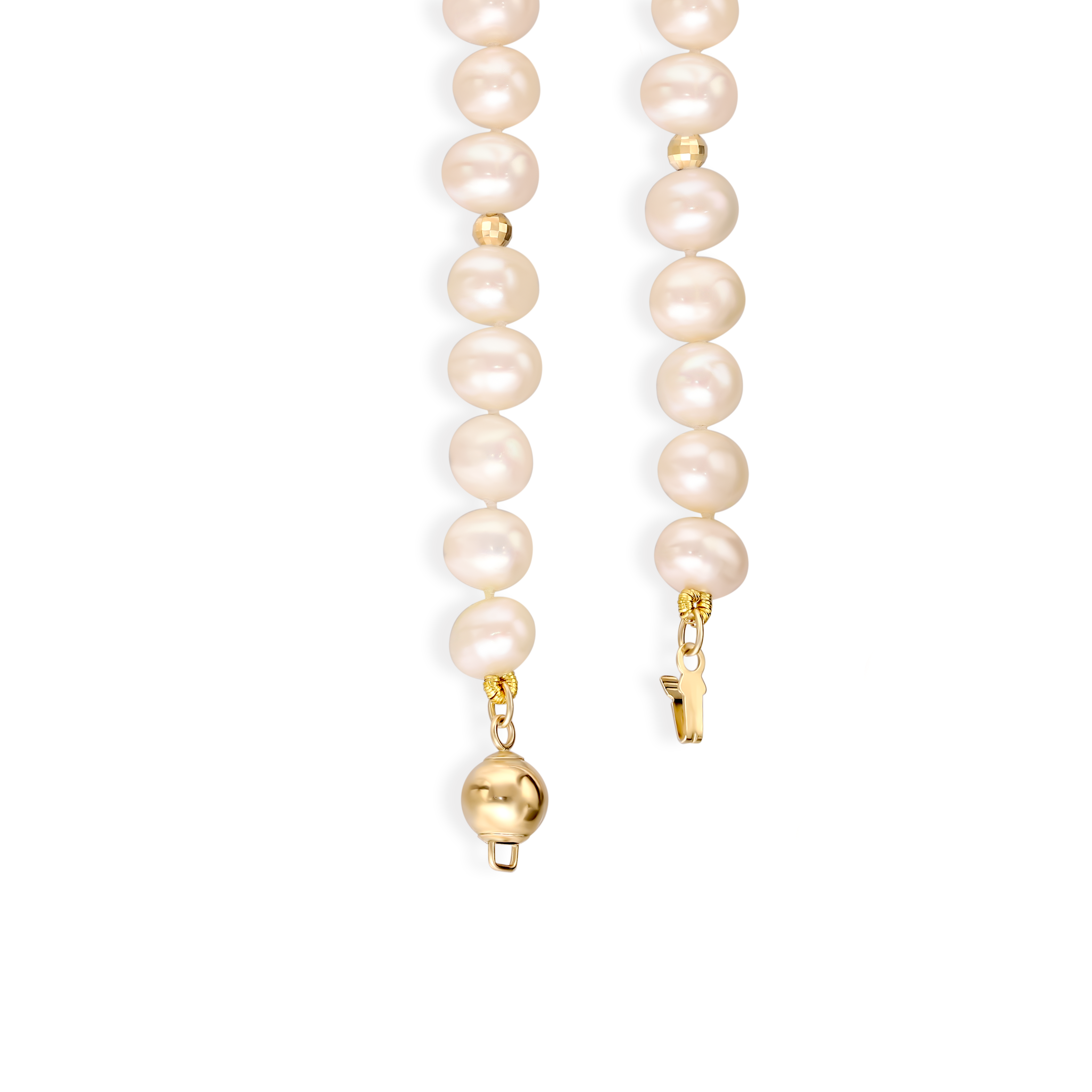 Bransoleta z pereł hodowanych ze złotym zapięciem, próba 585