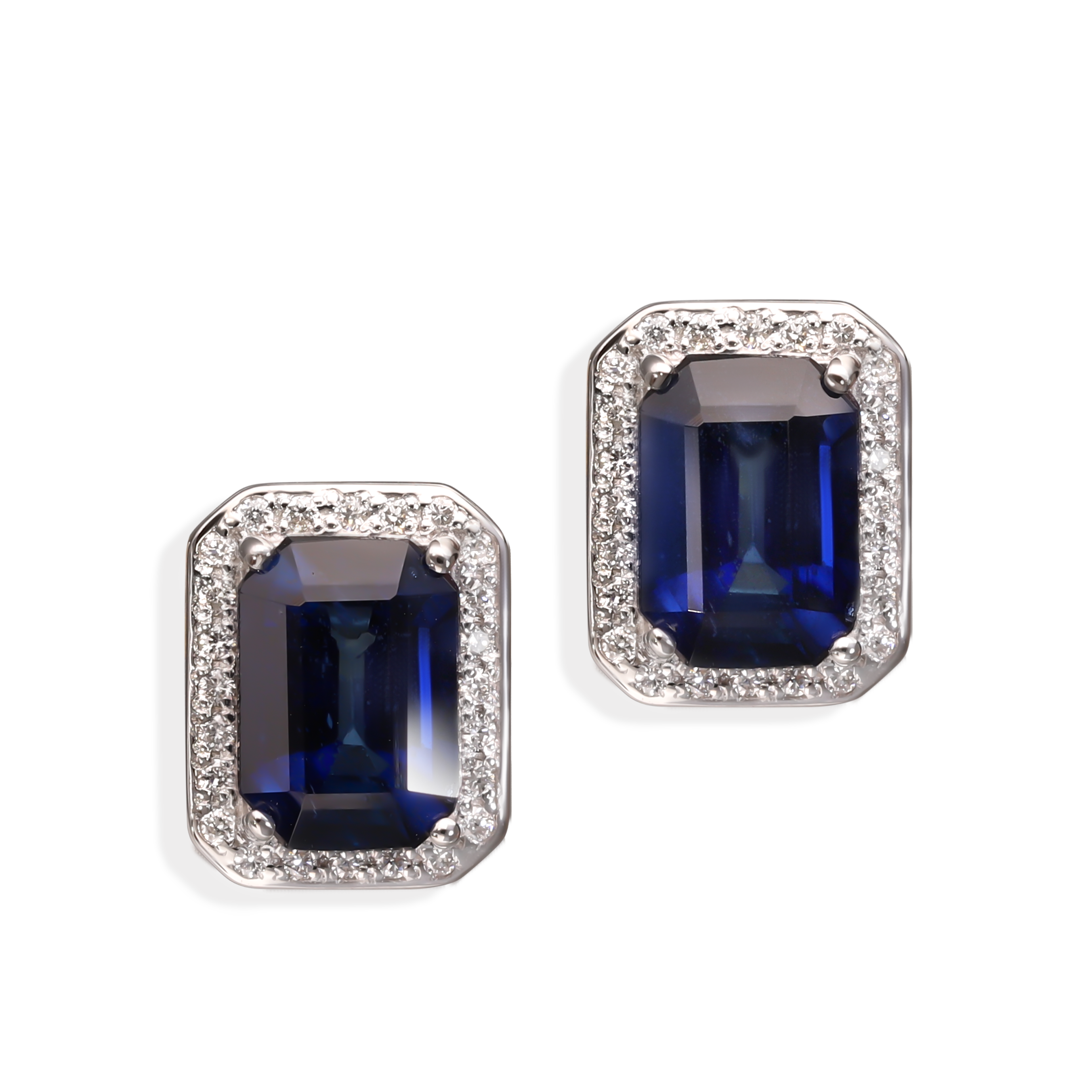 Kolczyki złote sztyfty z szafirami 2.20 ct i diamentami naturalnymi 0.14 ct, próba 585