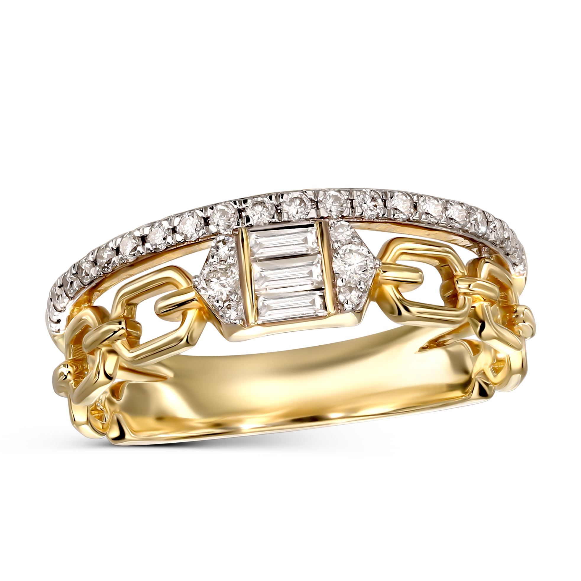 Pierścionek złoty z diamentami naturalnymi 0.38 ct, rozmiar 17, próba 585