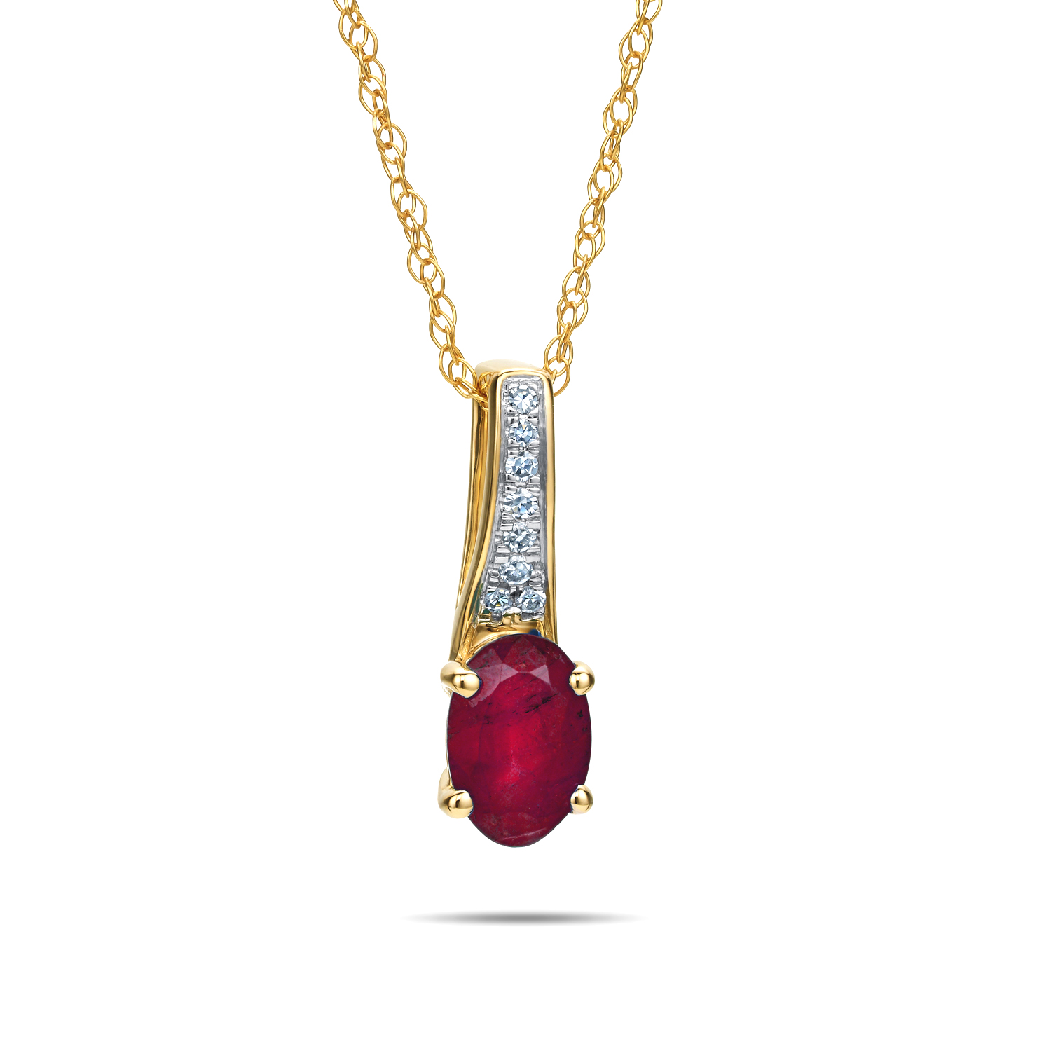 Zawieszka złota z rubinem 0.52 ct i diamentami naturalnymi, próba 585
