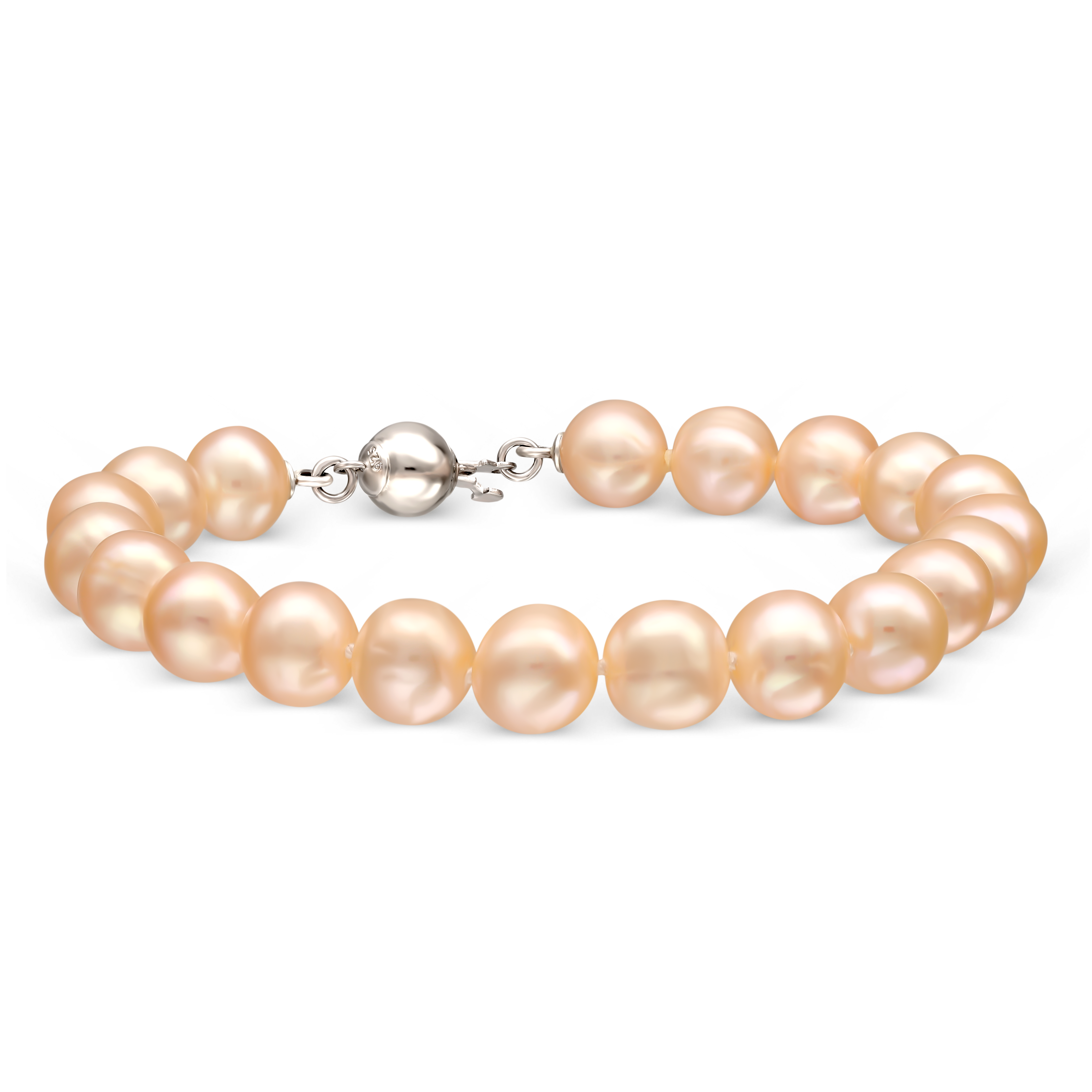 Bransoleta z beżowych pereł hodowanych ze srebrnym zapięciem, próba 925 