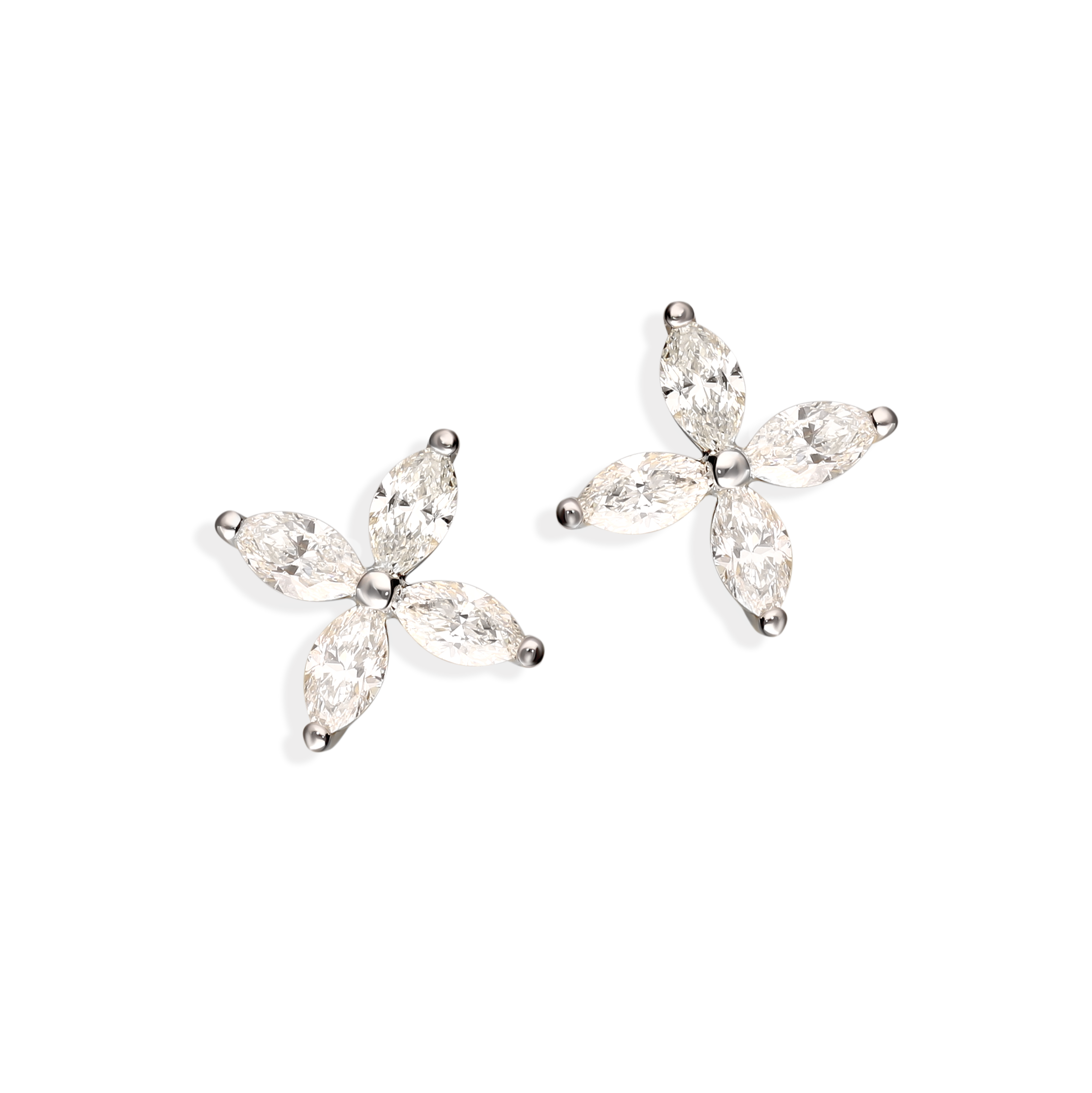 Kolczyki z białego złota sztyfty w kształcie kwiatów z diamentami naturalnymi 0.90 ct, próba 585