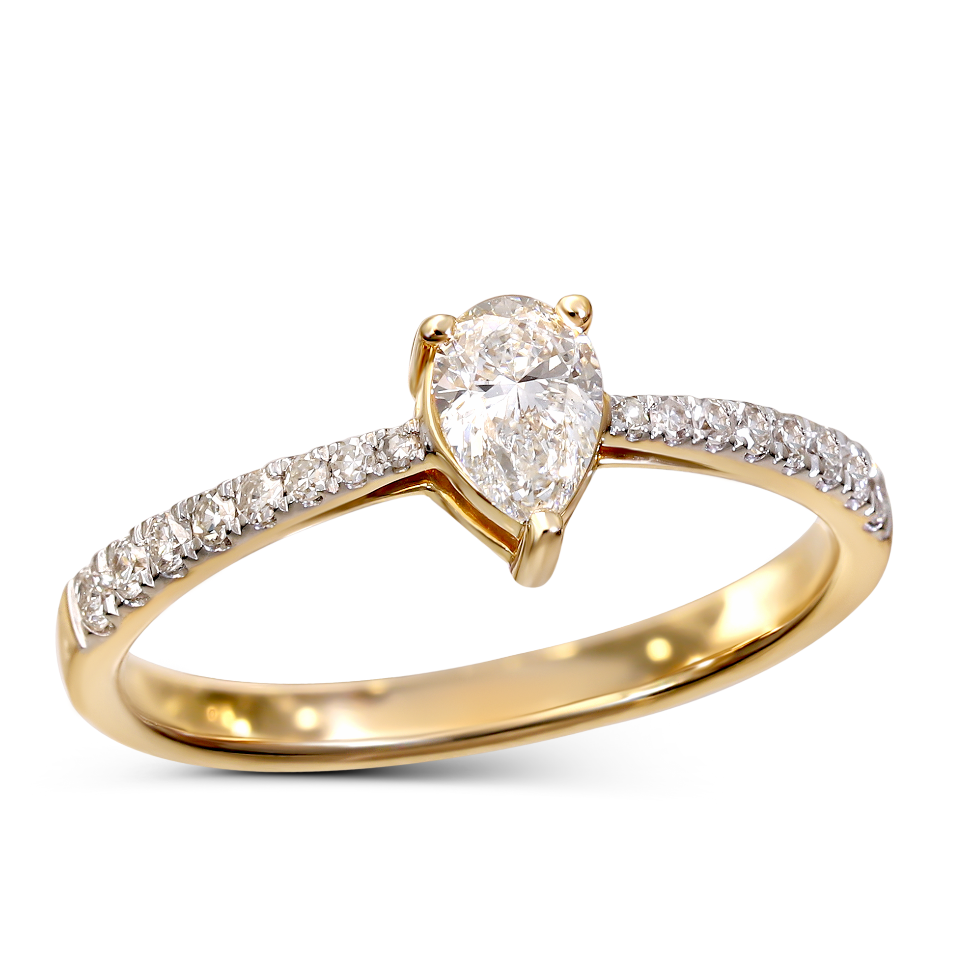 Pierścionek złoty z diamentami naturalnymi IGI 0.6 ct, próba 585