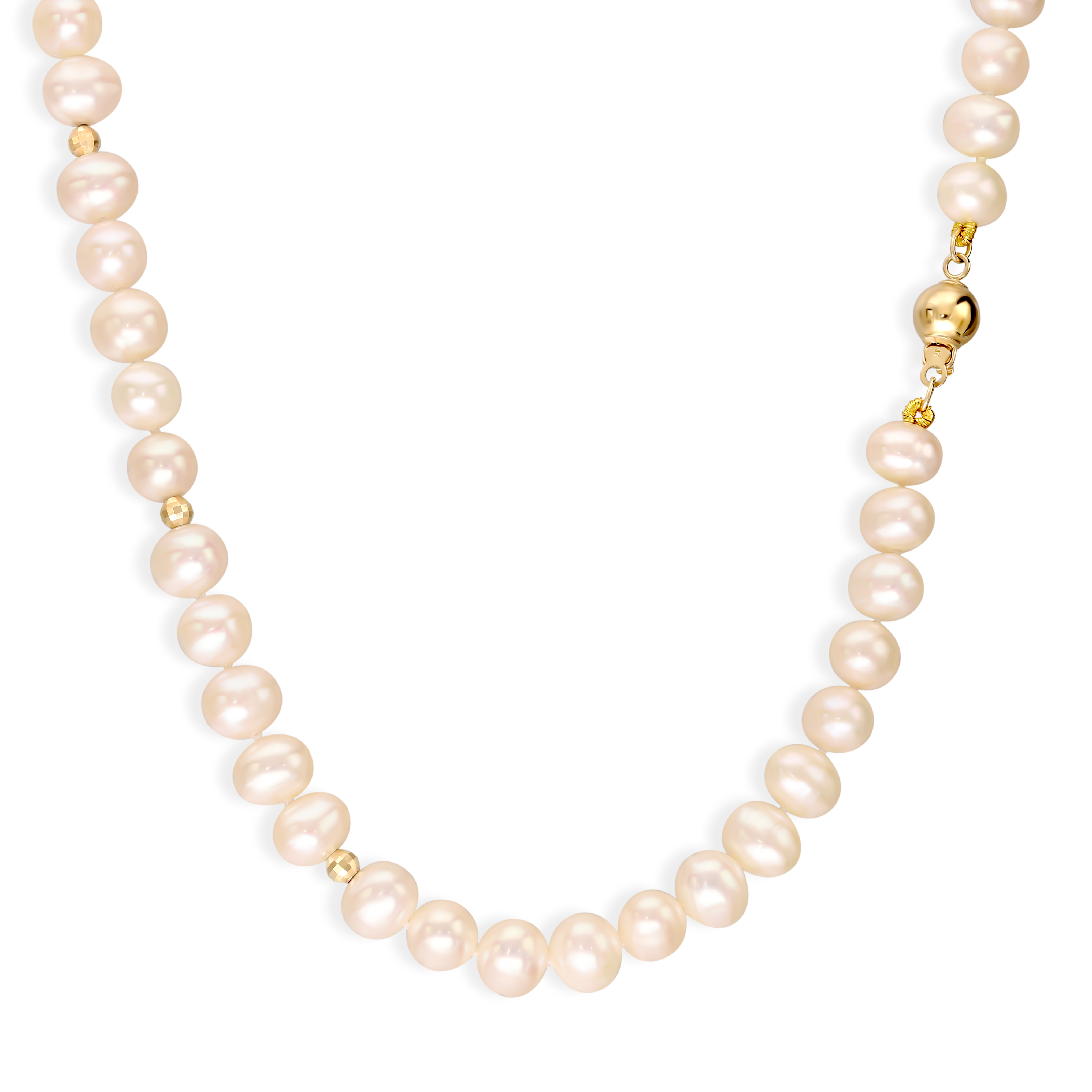 Naszyjnik z pereł hodowanych ze złotym zapięciem, próba 585