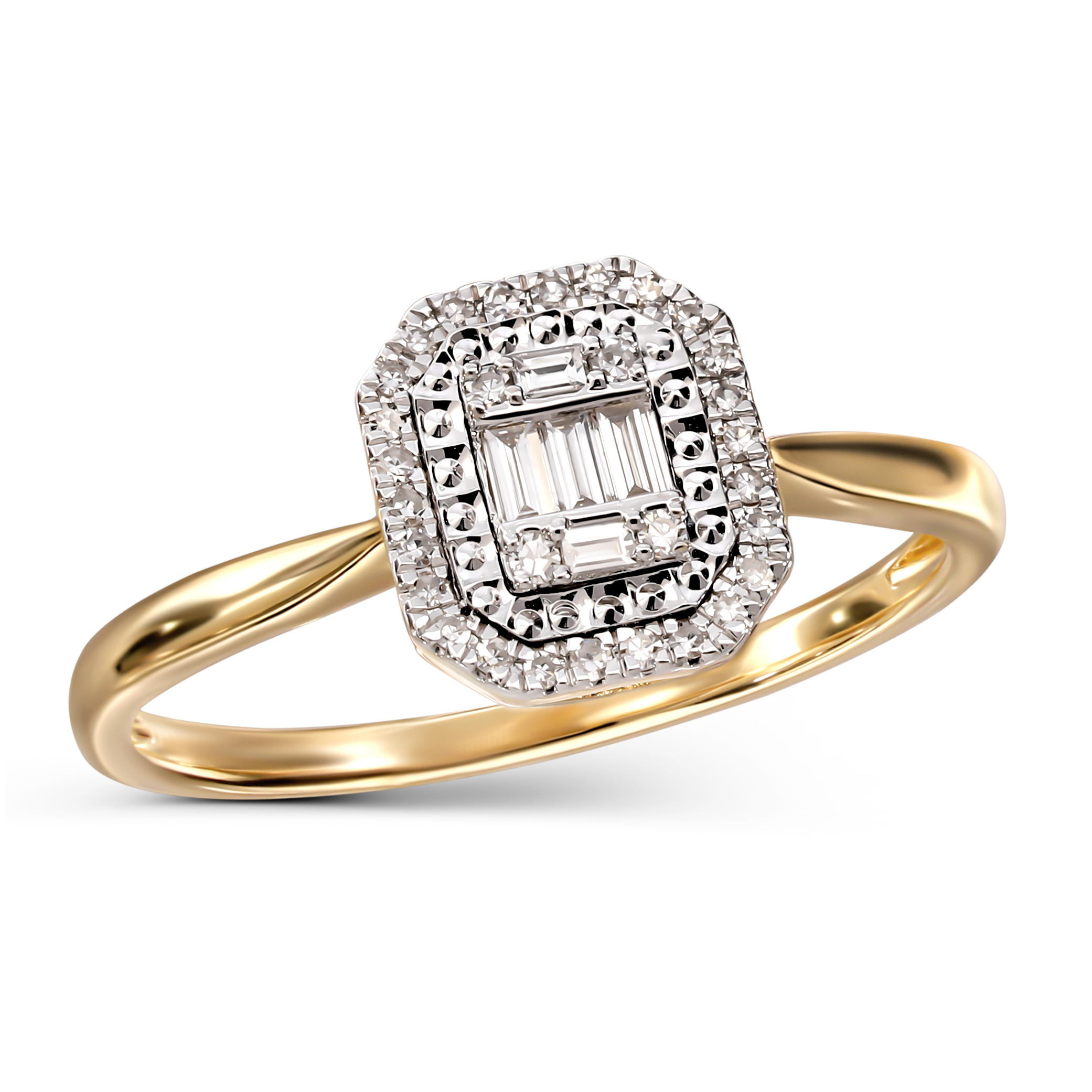 Pierścionek złoty z diamentami naturalnymi 0.21 ct, rozmiar 17,5, próba 585