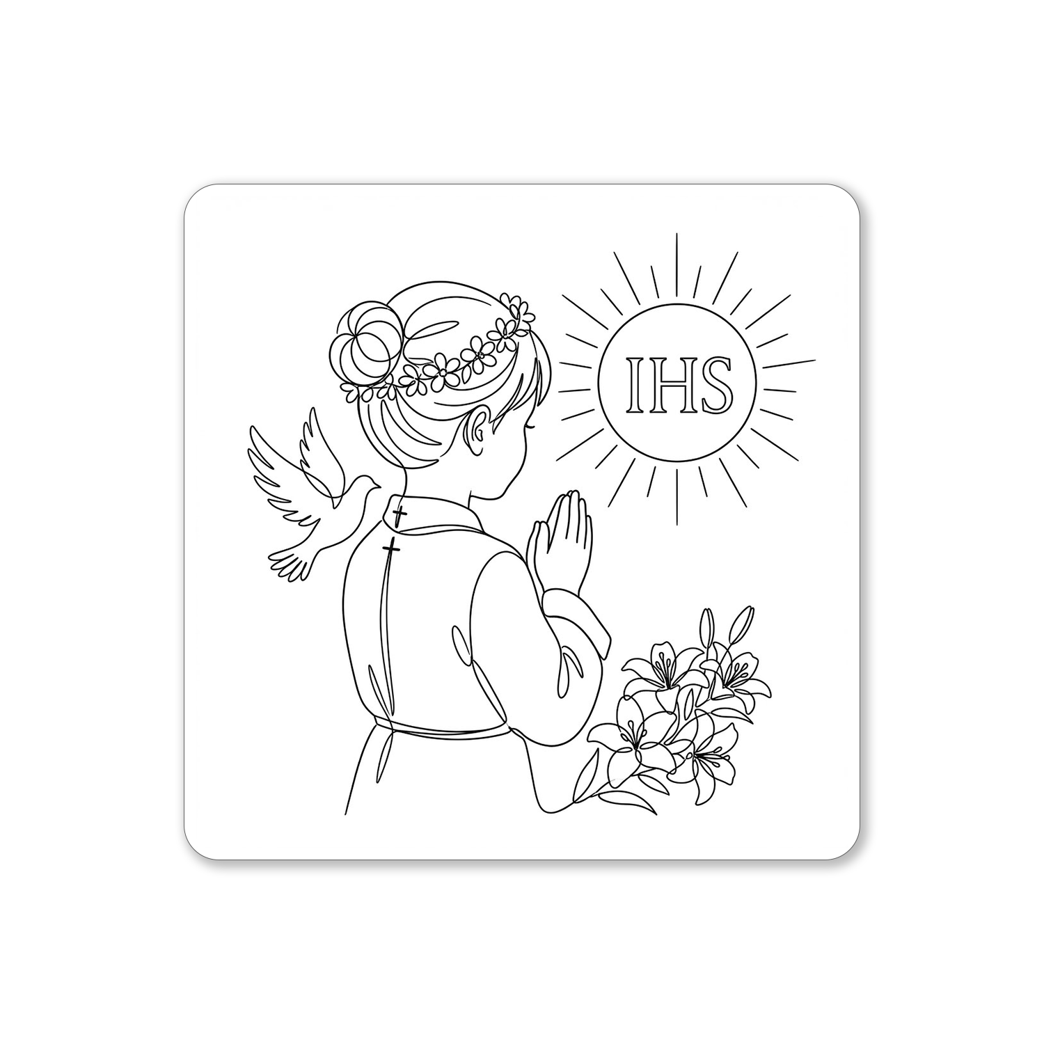 Tabliczka biała do pudełka na Komunię Św. dla dziewczynki