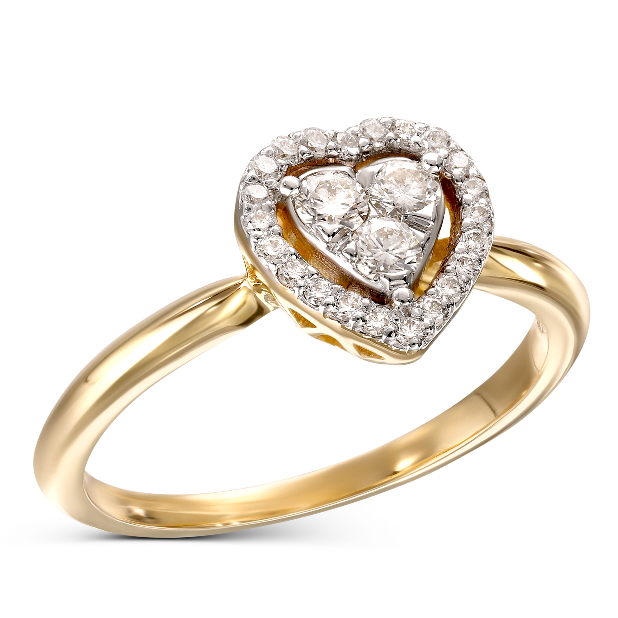 Pierścionek złoty z koroną w kształcie serca z diamentami naturalnymi 0.28 ct, rozmiar 14, próba 585