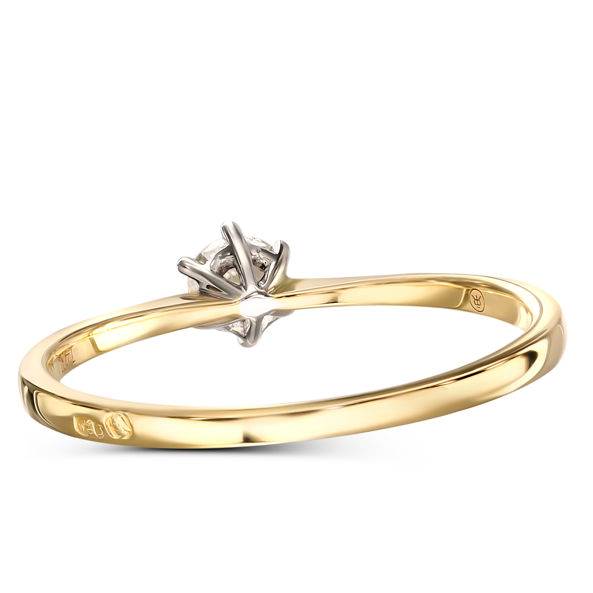 Pierścionek złoty zaręczynowy z diamentem naturalnymi 0.25 ct, rozmiar 18, próba 585