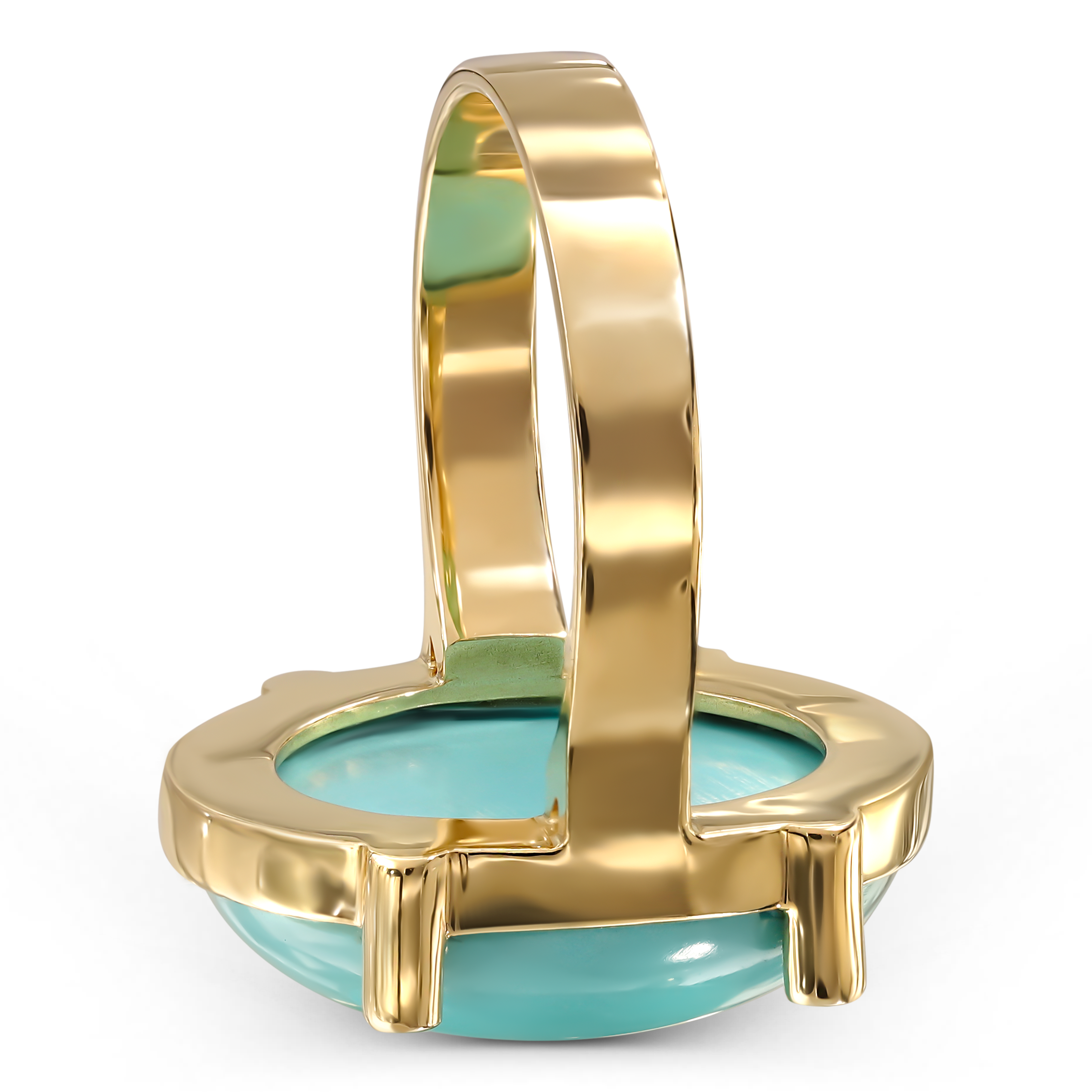 Pierścionek złoty vintage z okazałym turkusem, próba 585