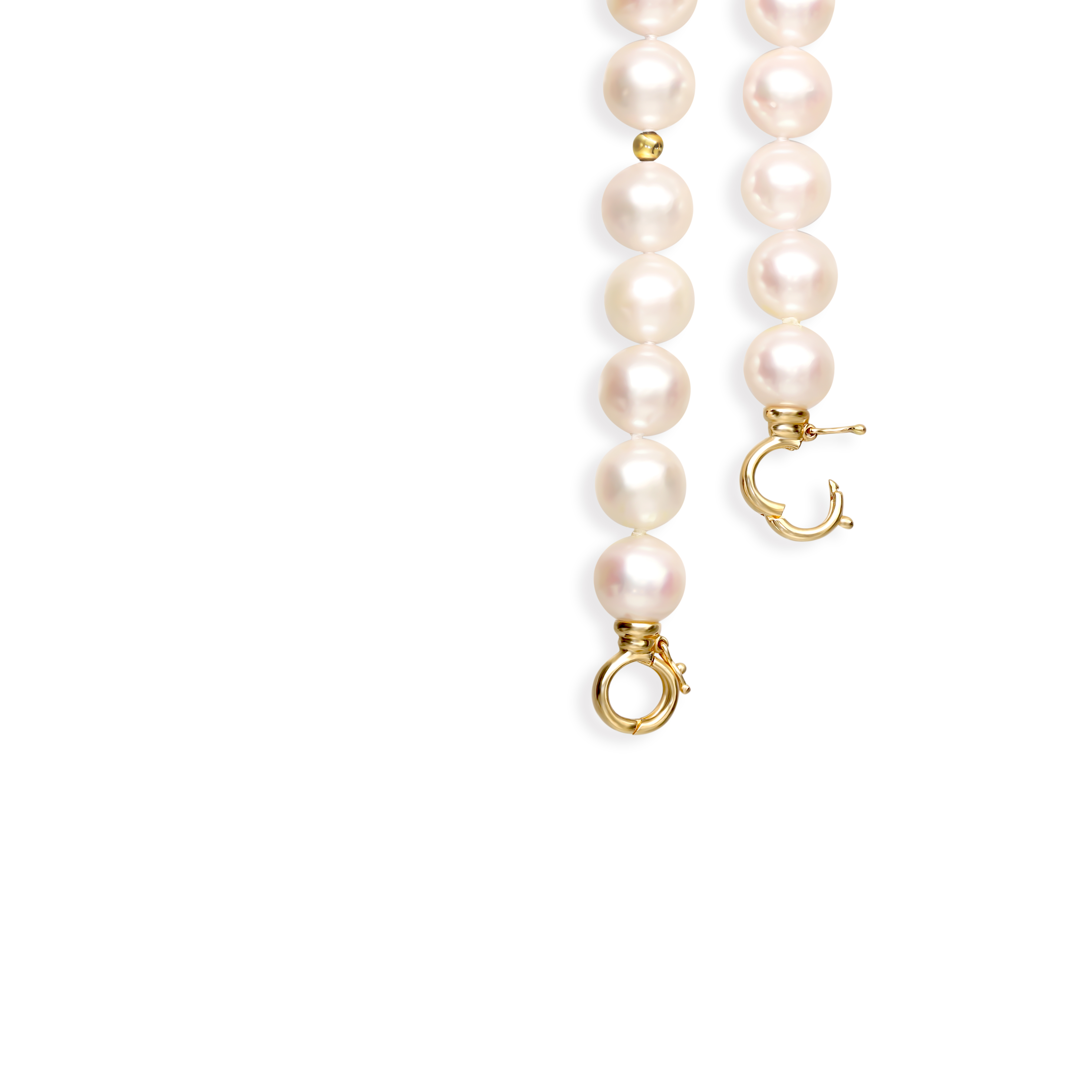 Bransoleta z pereł Akoya słonowodnych hodowanych z podwójnym złotym zapięciem, próba 585