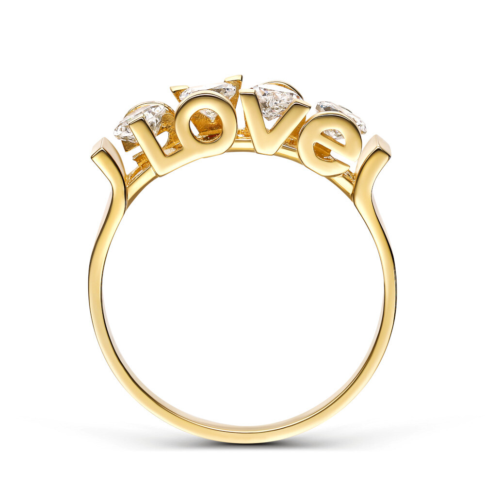 Pierścionek złoty z napisem LOVE, rozmiar 14, próba 585