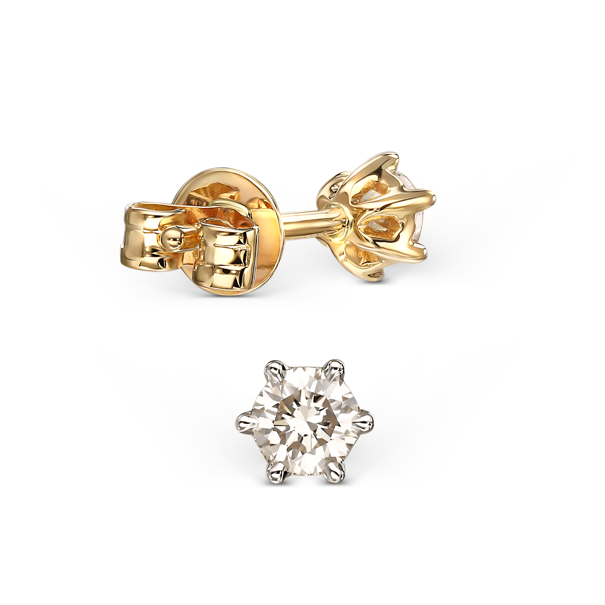 Kolczyki złote sztyfty z diamentami naturalnymi 0.41 ct, próba 585