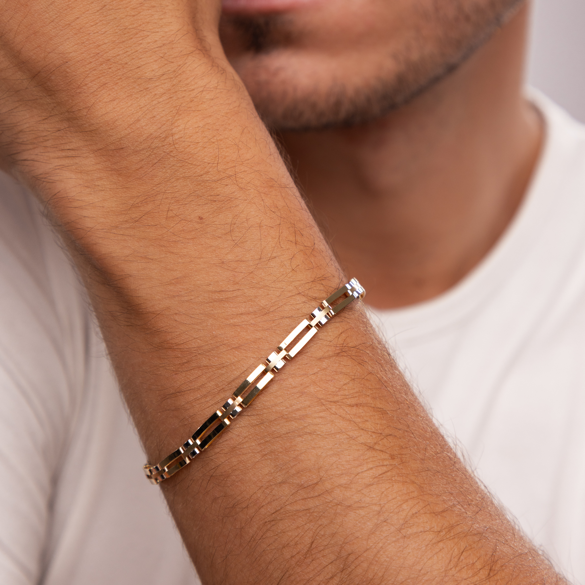 Złota męska bransoleta, długość 21 cm, próba 585 Złota męska bransoleta, długość 21 cm, próba 585