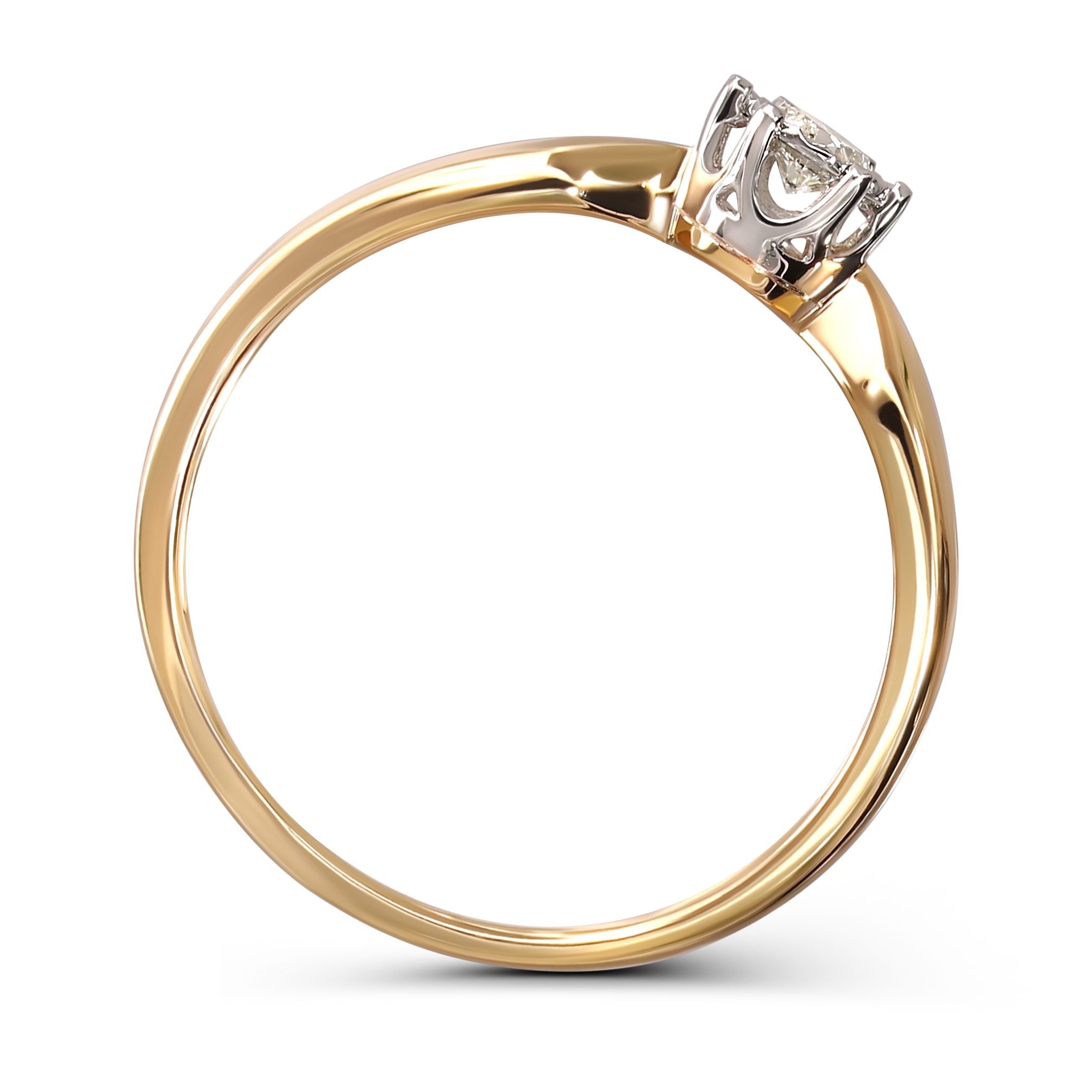 Pierścionek złoty z diamentam naturalnym 0.16 ct, próba 585