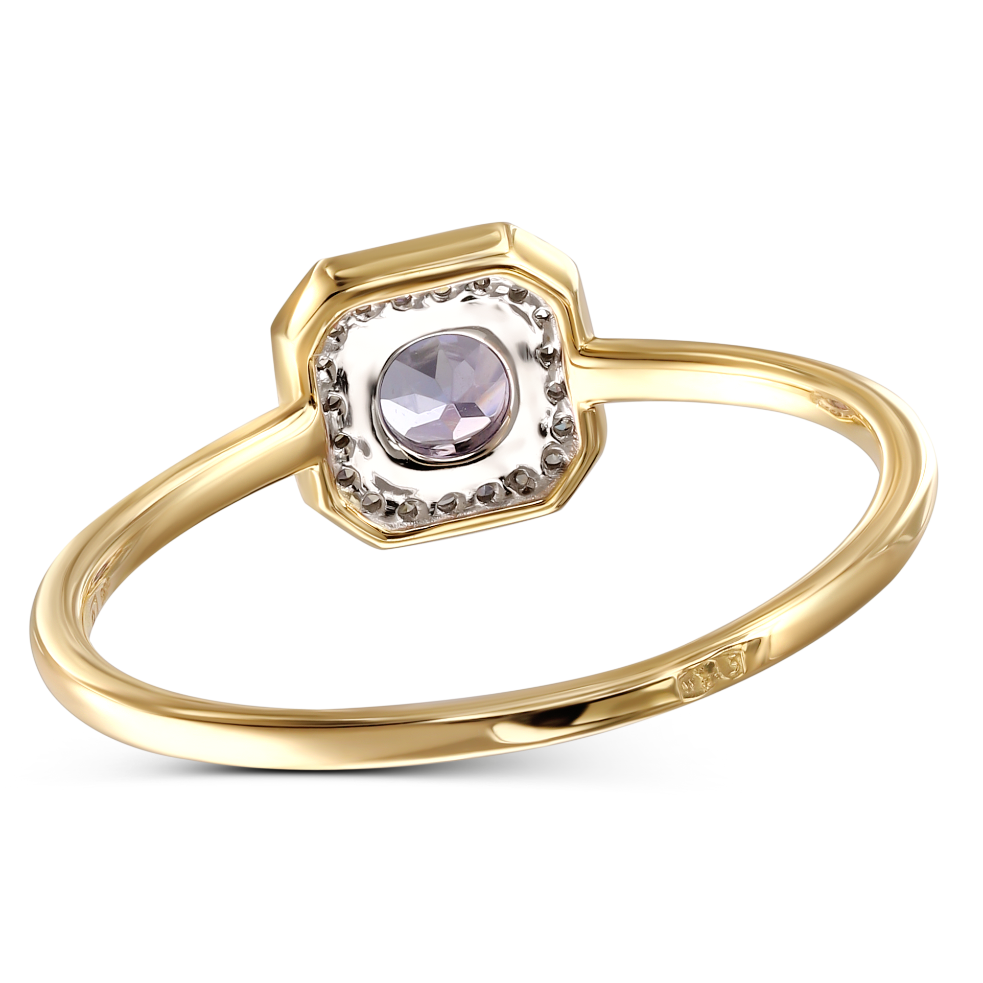 Pierścionek złoty z tanzanitem 0.31 ct i diamentami naturalnymi, rozmiar 13, próba 585