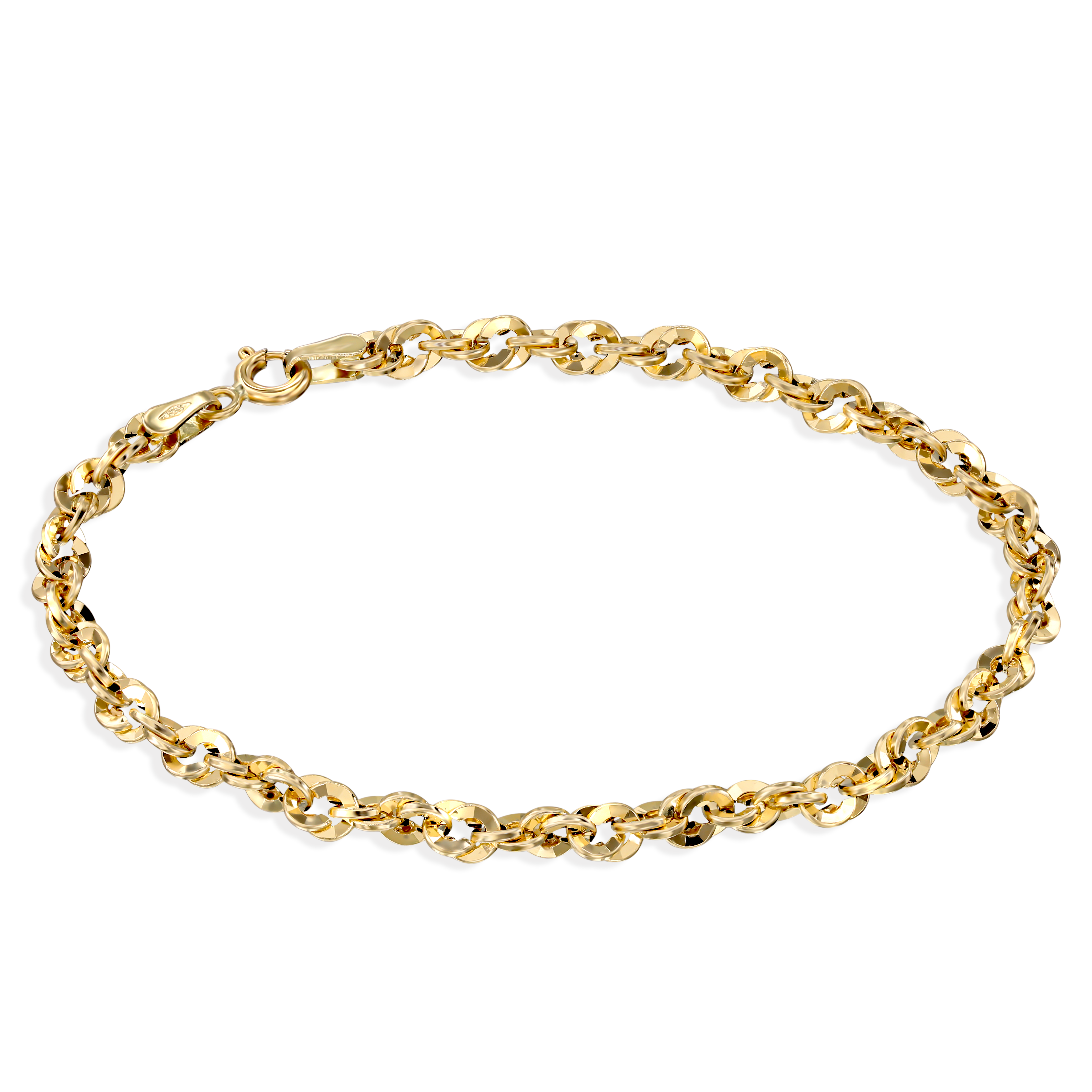 Złota bransoleta korda diamentowana, długość 17 cm, próba 585