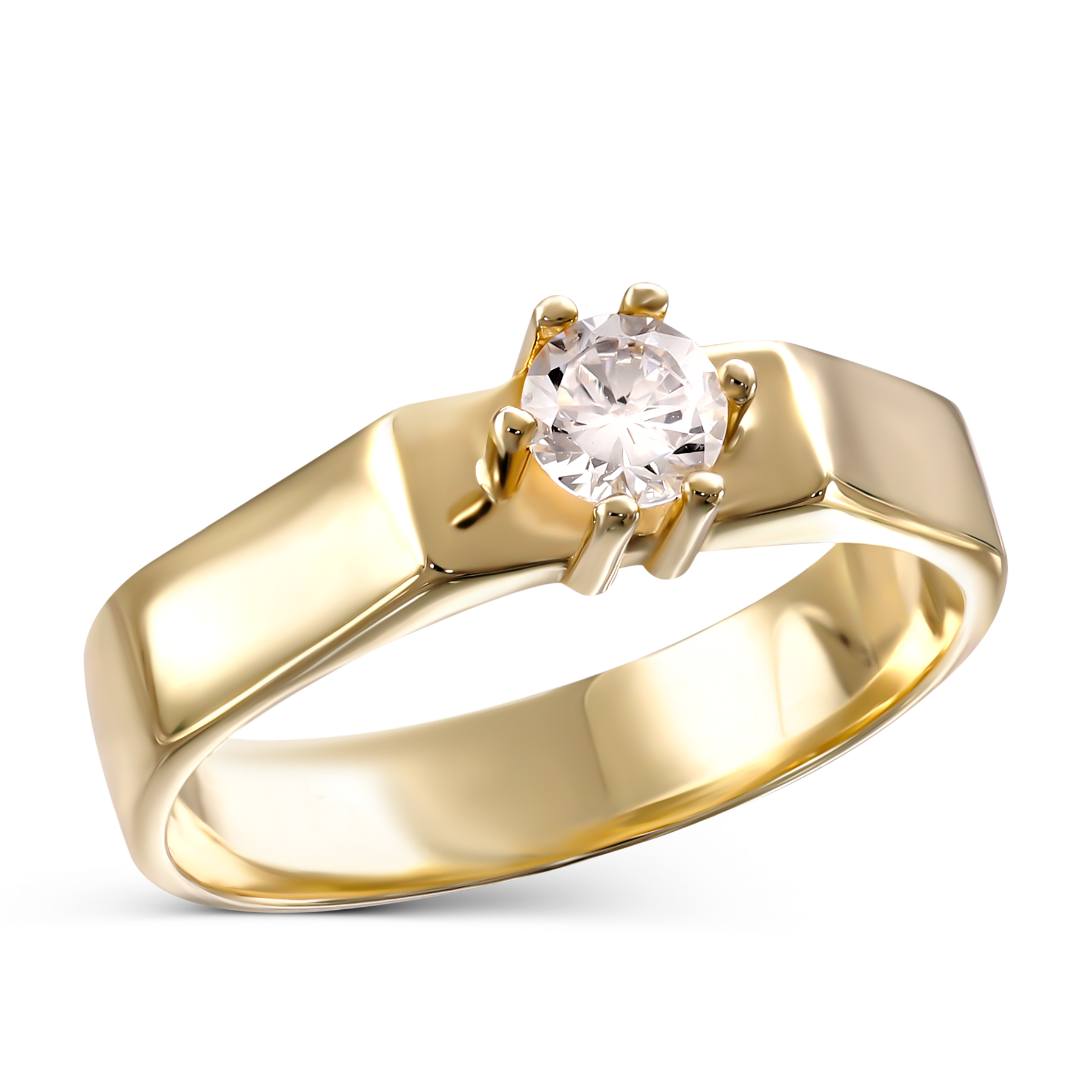 Pierścionek złoty z cyrkonią, rozmiar 11, próba 585