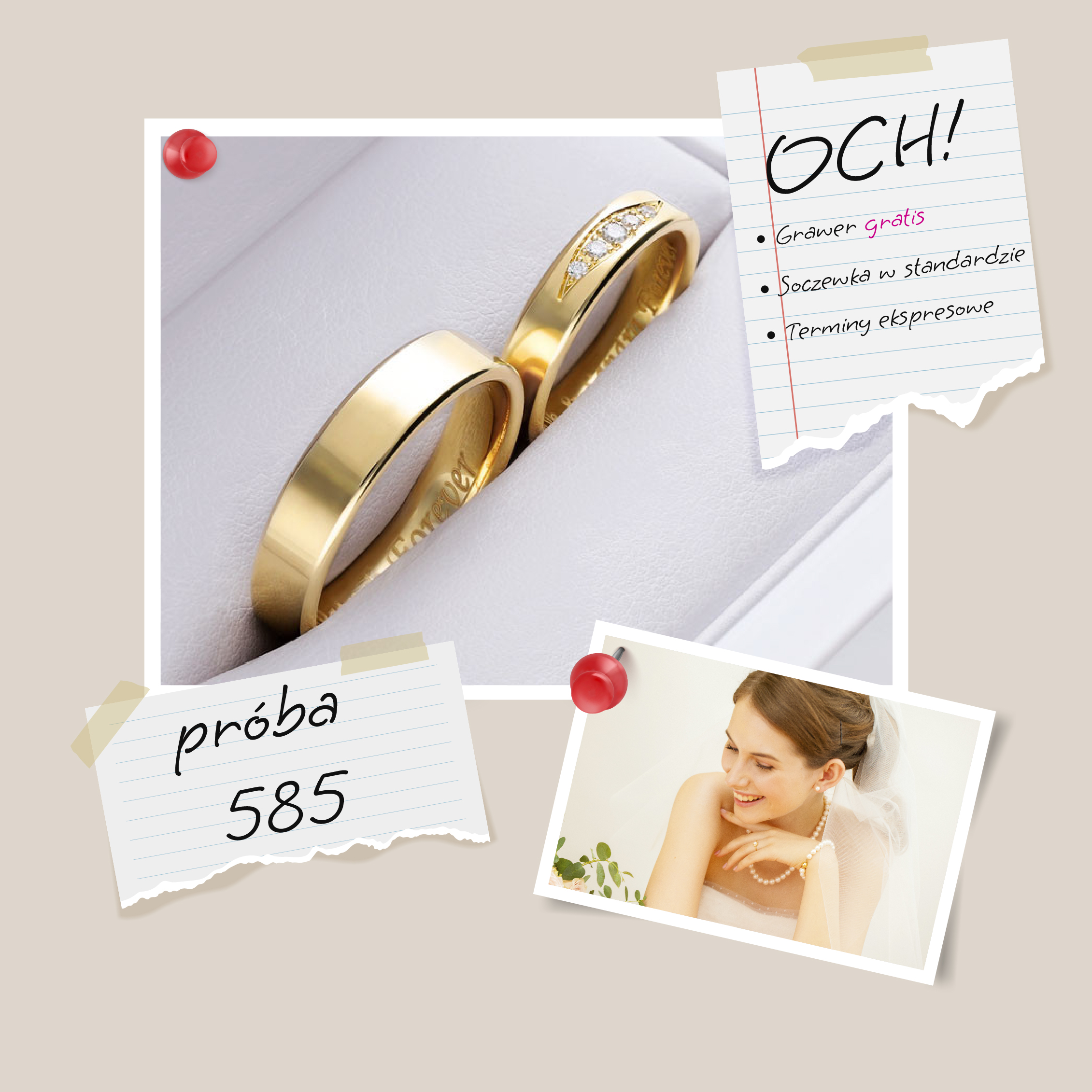 Planner ślubu z panną młodą i obrączką OCH! Próba 585, grawer gratis!