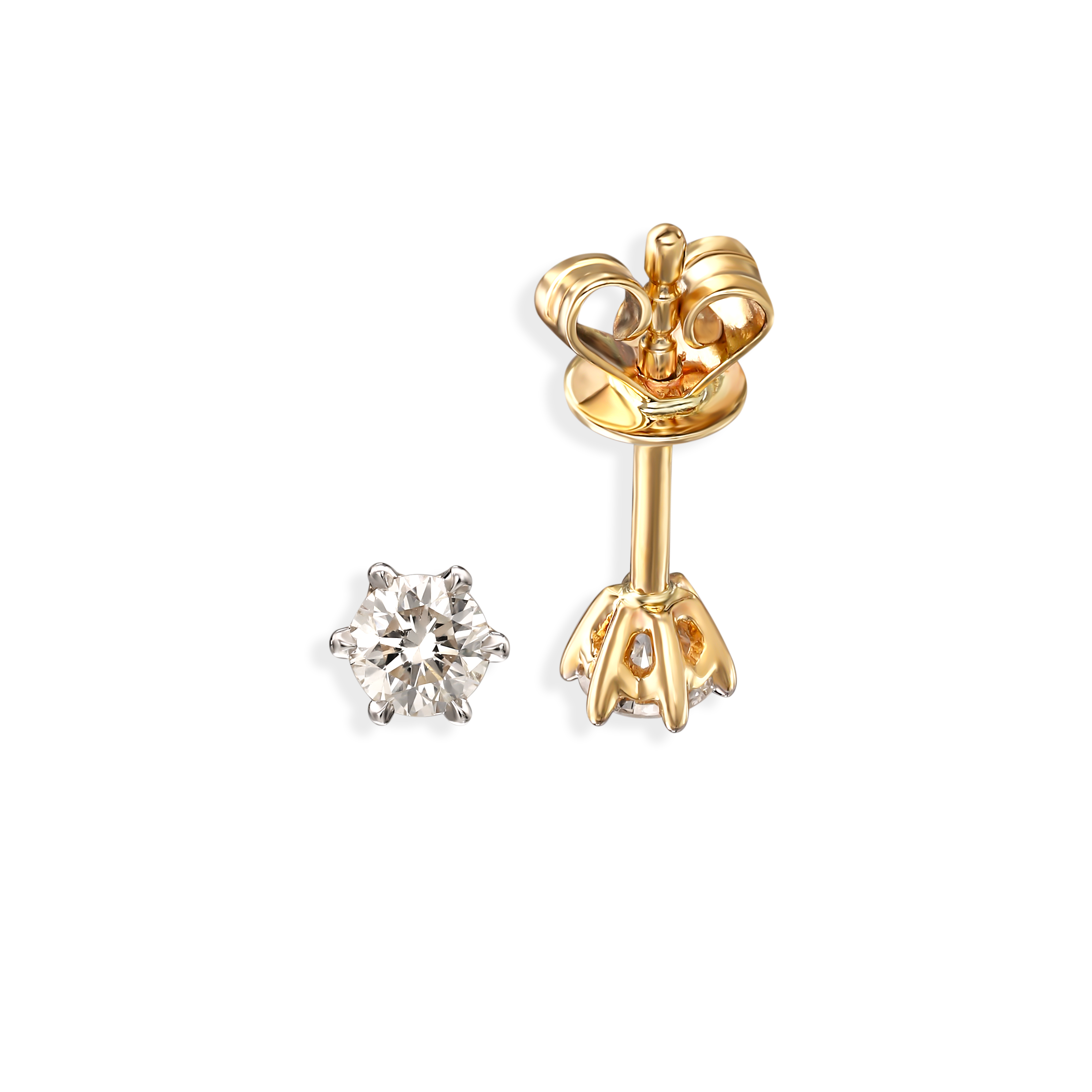Kolczyki złote sztyfty z diamentami naturalnymi 0.34 ct, próba 585